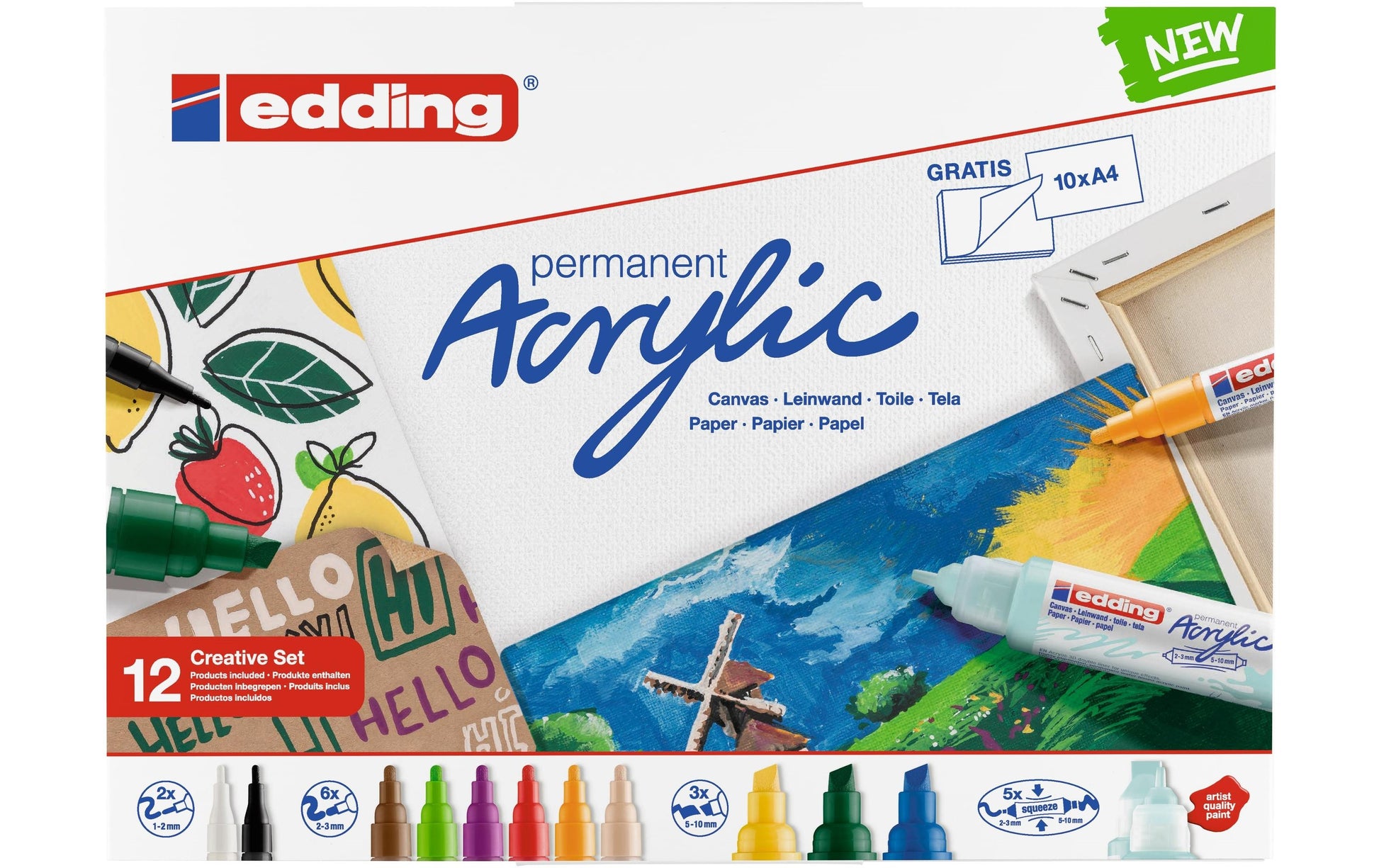 Edding Acrylmarker – mehrfarbig, 12er Set