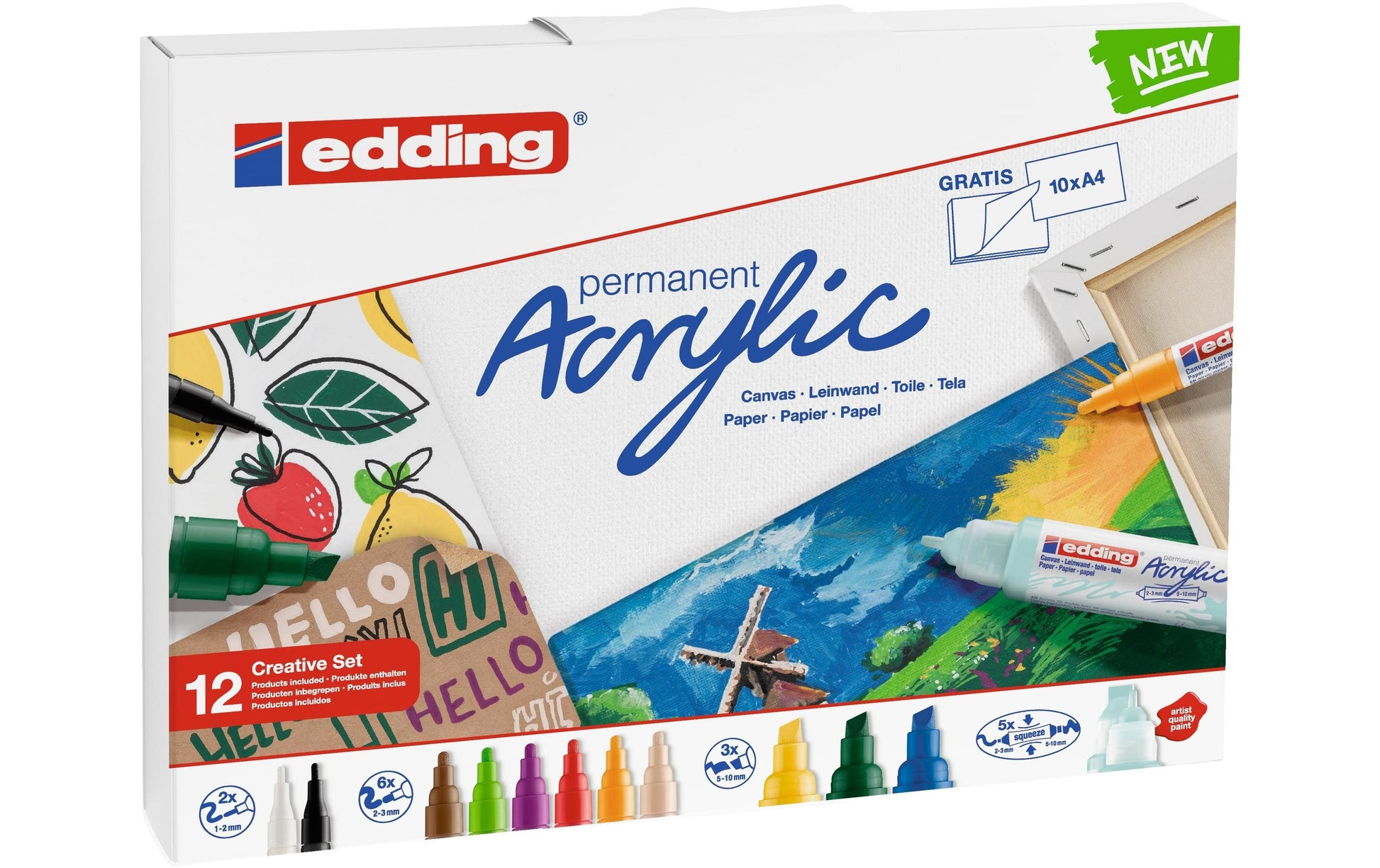 Edding Acrylmarker – mehrfarbig, 12er Set