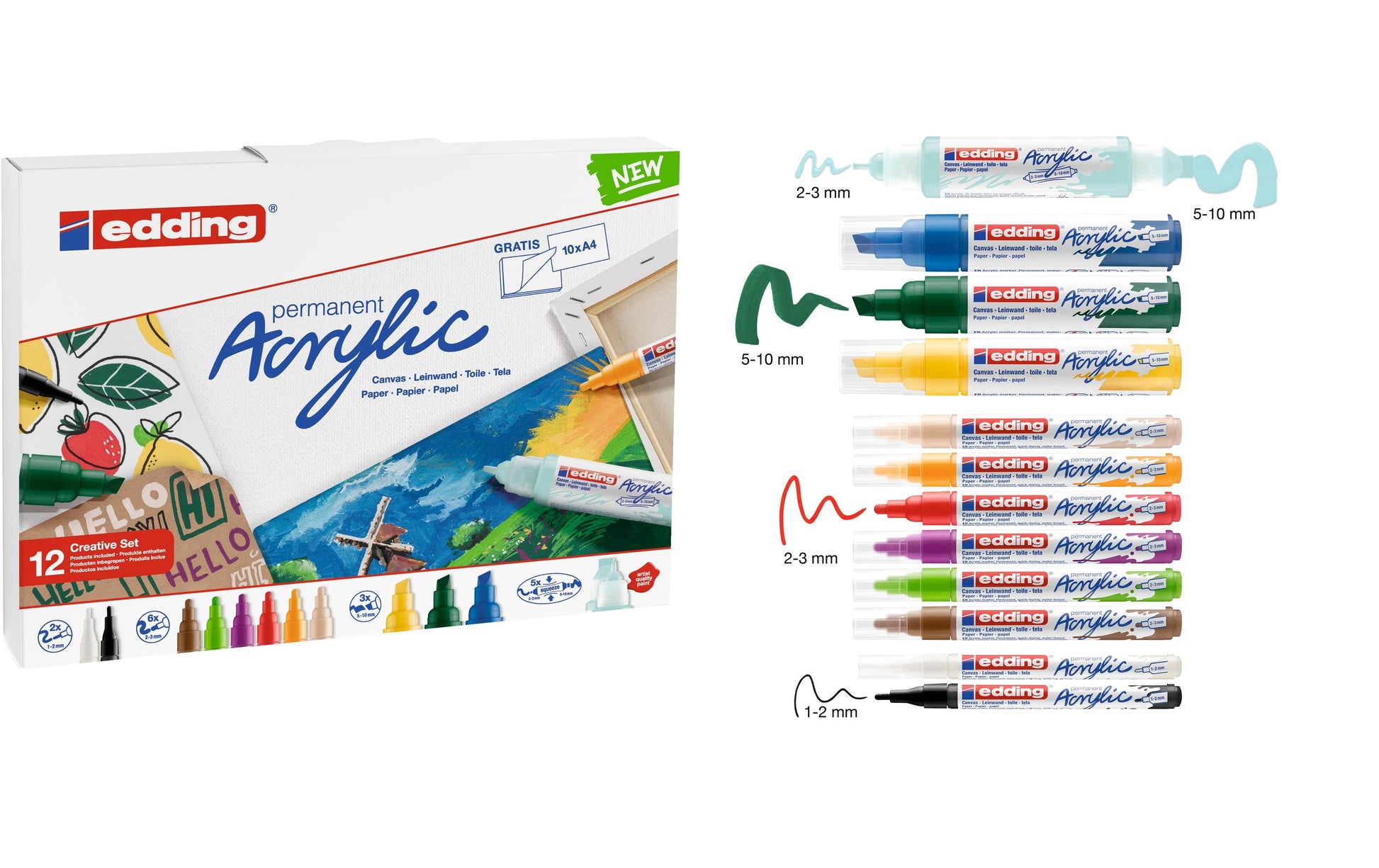 Edding Acrylmarker – mehrfarbig, 12er Set
