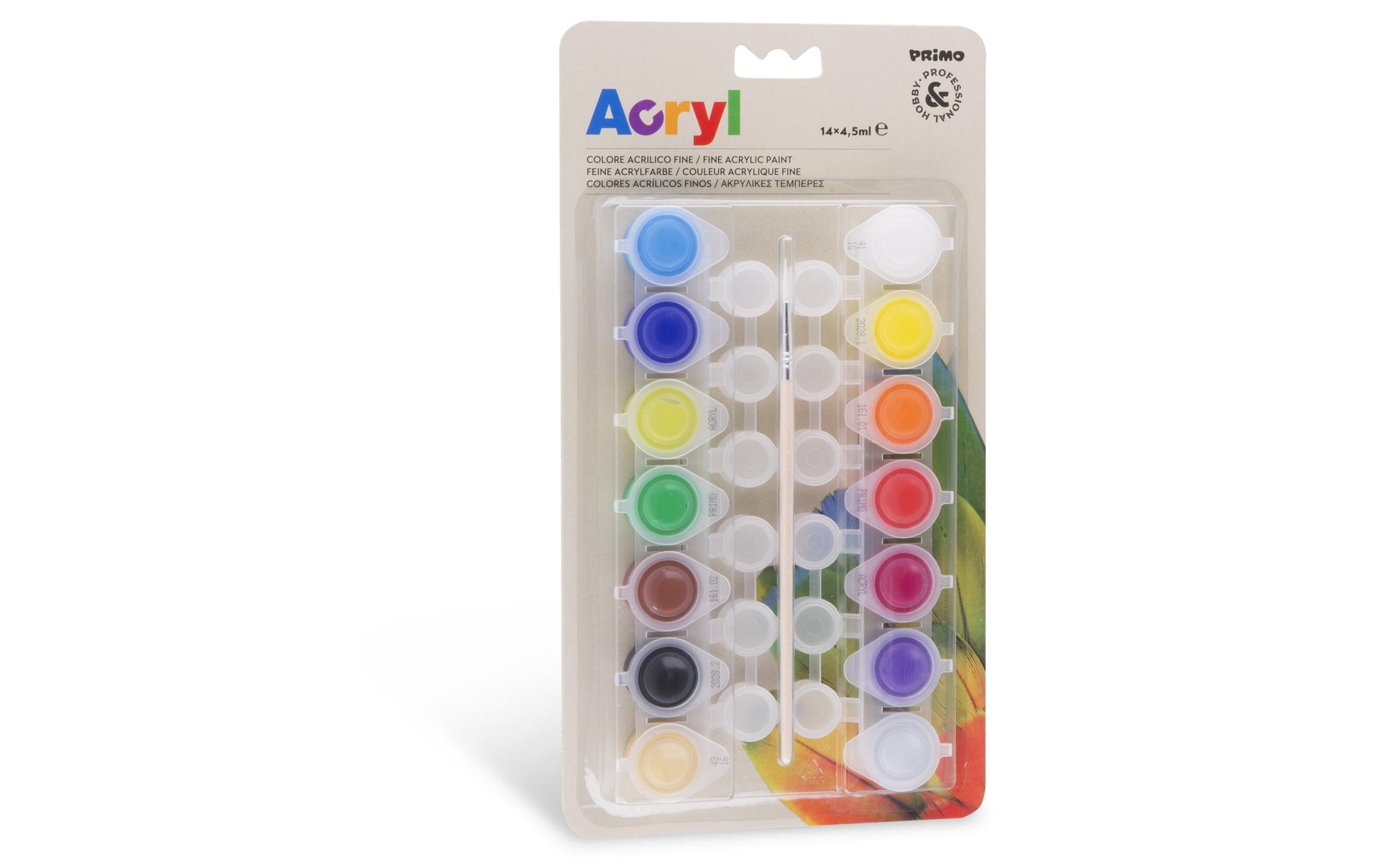 Primo Acrylfarbe – Mehrfarbig – 14 Farben – 14×4,5 ml (63 ml)