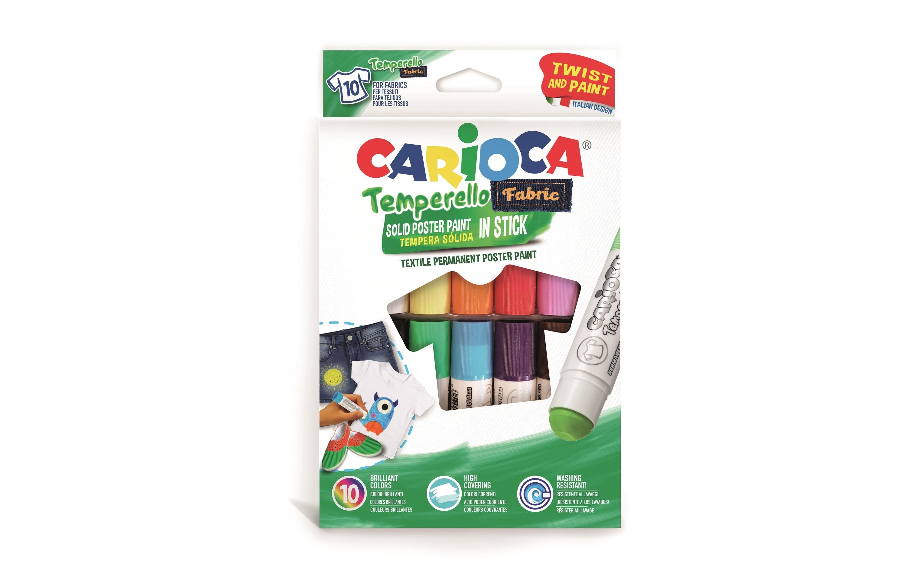 Carioca Temperello Stoff Textilfarbe – 10 Farben – für Stoff