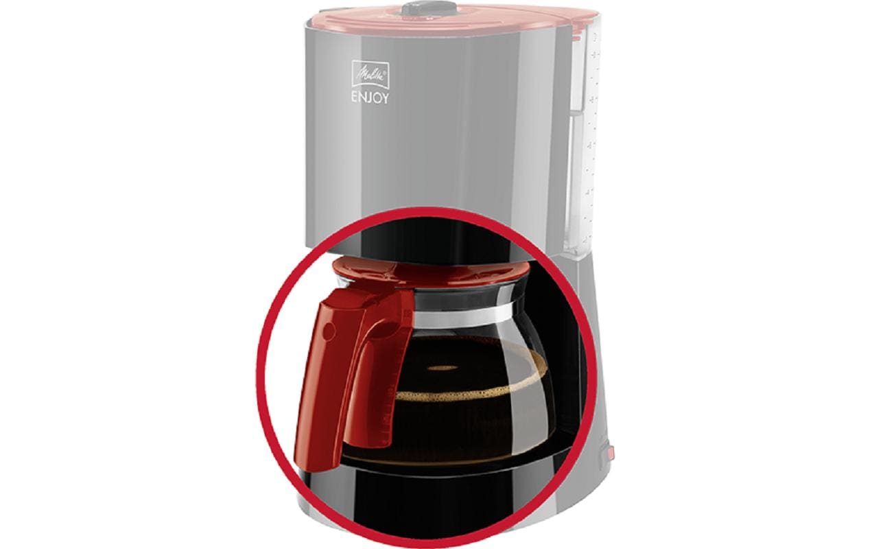 Melitta Glaskanne Enjoy – 1,25 l, für Filterkaffeemaschinen, Glas, Rot