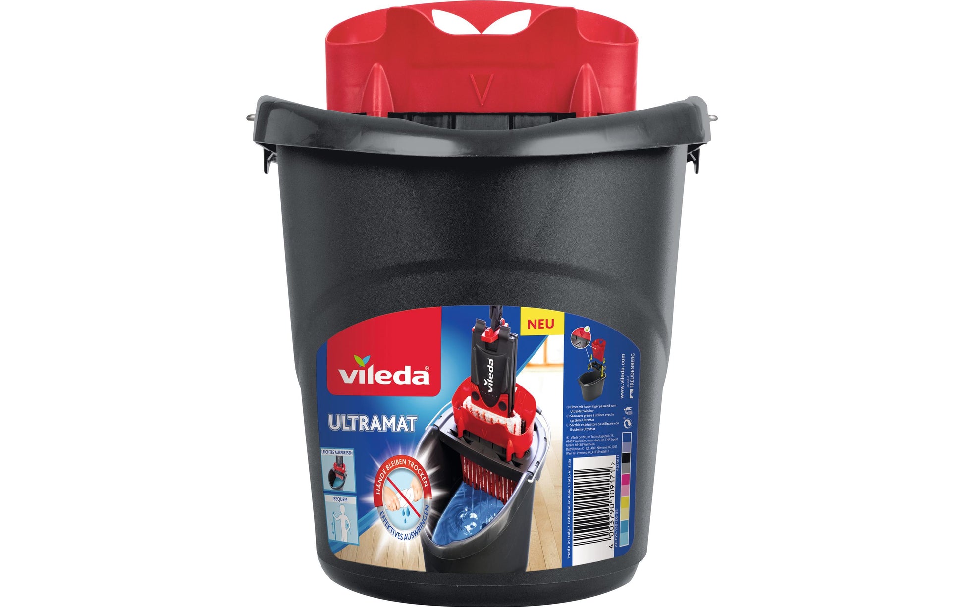 Vileda UltraMax Power Putzeimer – 10 l, Kunststoff, Schwarz