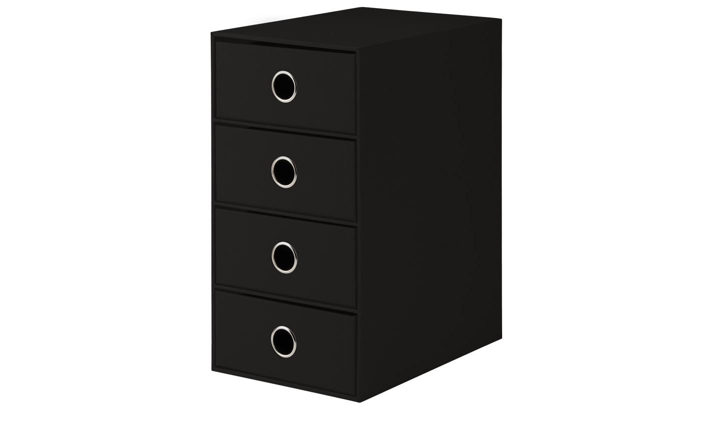 Rössler Papier S.O.H.O. Schubladenelement – 4 Schubladen, für A5, schwarz, Karton, B 250 × H 320 × T 175 mm