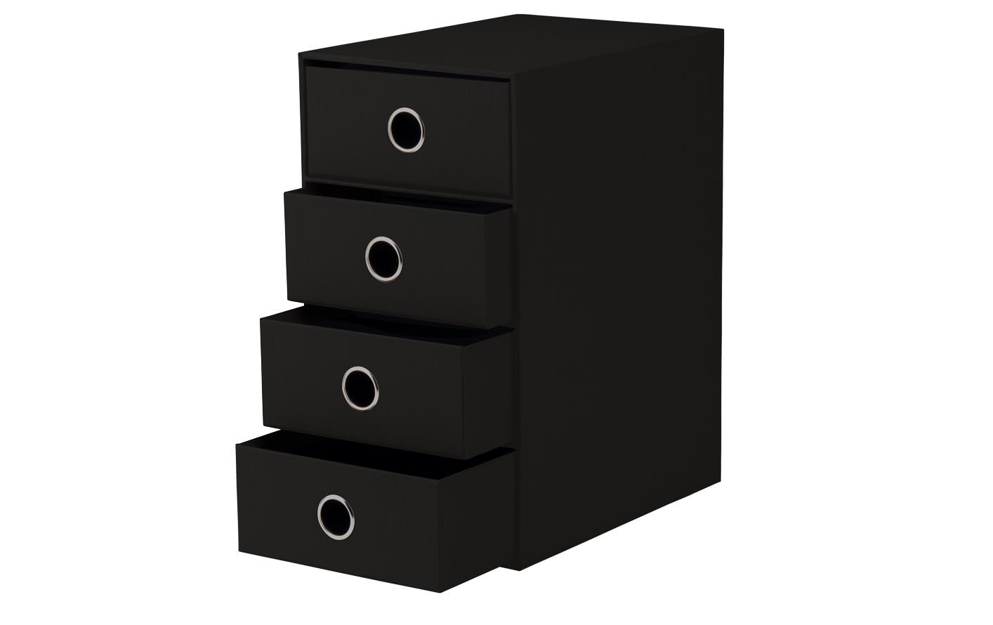 Rössler Papier S.O.H.O. Schubladenelement – 4 Schubladen, für A5, schwarz, Karton, B 250 × H 320 × T 175 mm