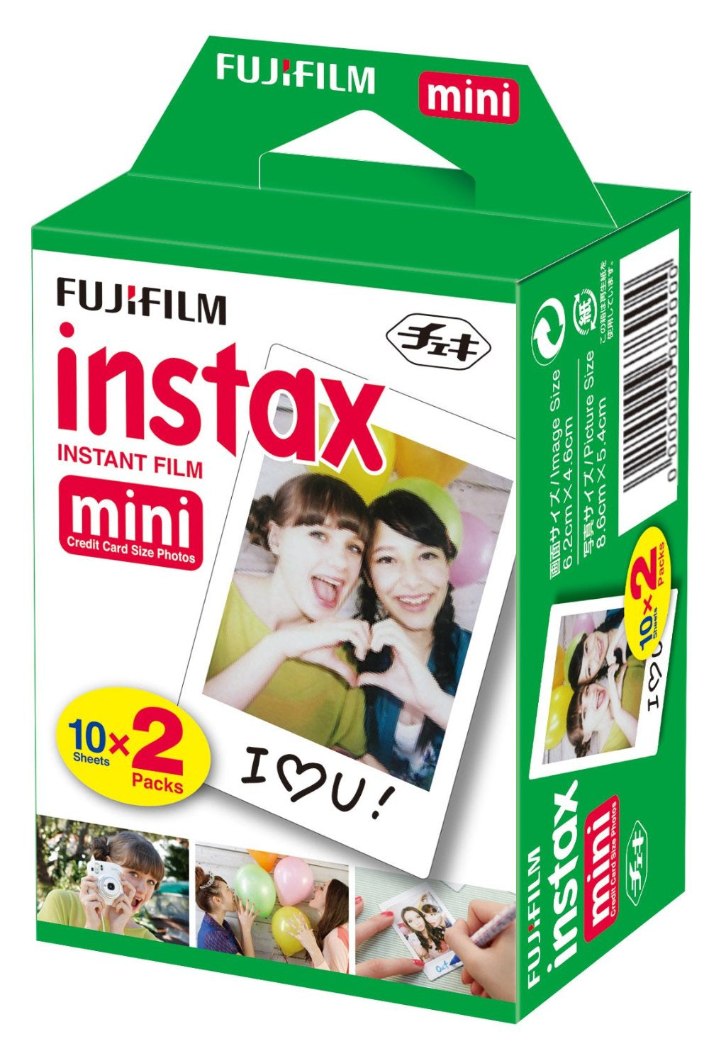 Fujifilm Instax Mini Sofortbildfilm – 46 × 62 mm Bild, ISO 800 – für Fujifilm instax mini – 20er-Pack