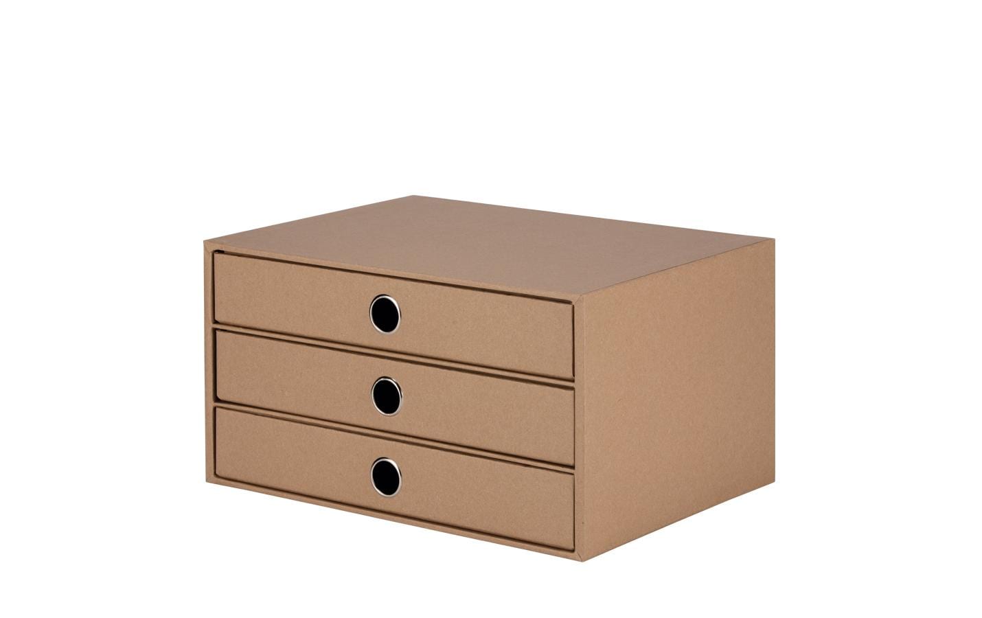 Rössler S.O.H.O. Schubladenelement – 3 Schubladen, für A4, natur/braun, Karton, B 343 × H 185 × T 250 mm