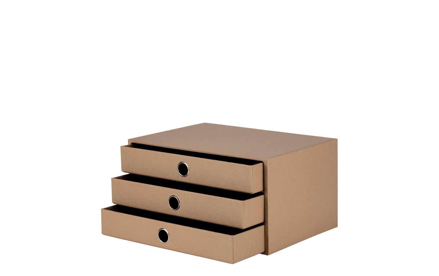 Rössler S.O.H.O. Schubladenelement – 3 Schubladen, für A4, natur/braun, Karton, B 343 × H 185 × T 250 mm