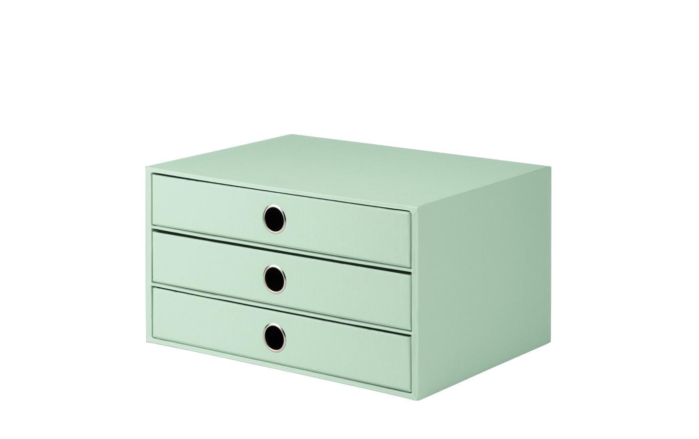 Rössler S.O.H.O. Schubladenelement – 3 Schubladen, für A4, mint, Karton, B 343 × H 185 × T 250 mm
