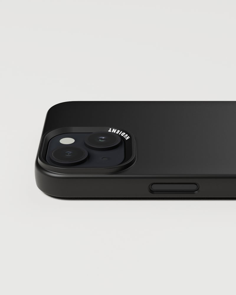 NUDIENT Thin Case Backcover – für Apple iPhone 15, MagSafe, Recycling-Kunststoff, Schwarz