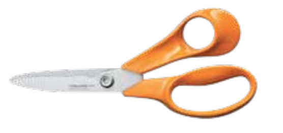 Fiskars Küchenschere – 18 cm – gezahnte, breite Klingen – Edelstahl – orange – für Rechtshänder