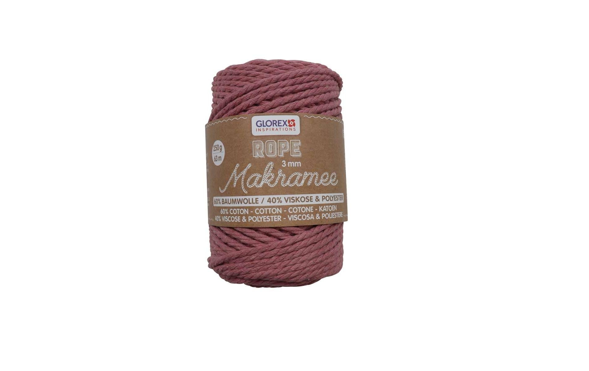 GLOREX Makramee-Kordel Mauve – Ø 3 mm, 250 g, 63 m, Baumwolle/Polyester