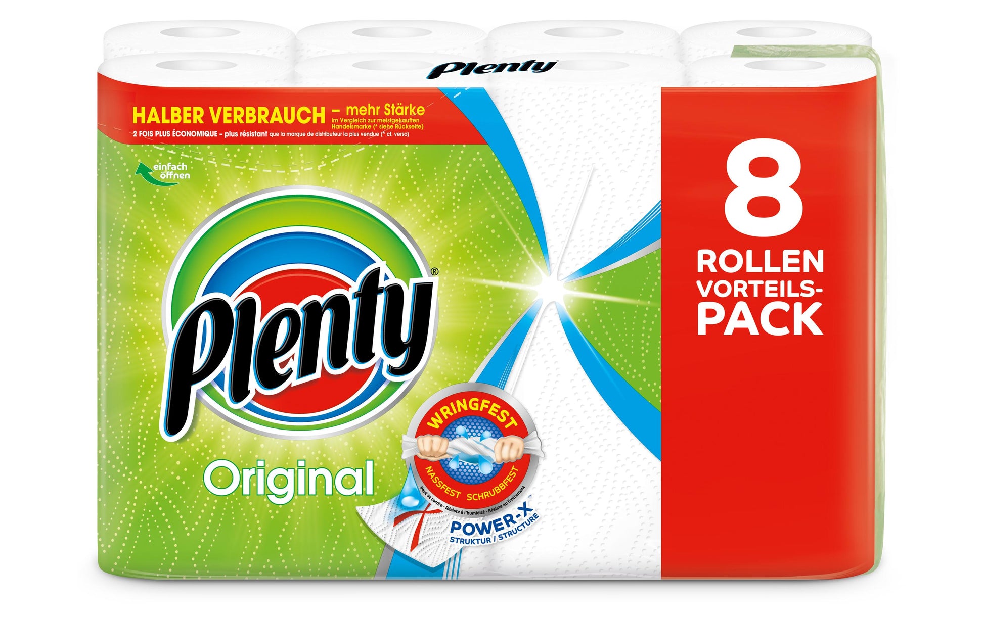 Plenty Haushaltspapier – Weiss, Papier – Rolle 45 Blatt – Pack 8 Rollen