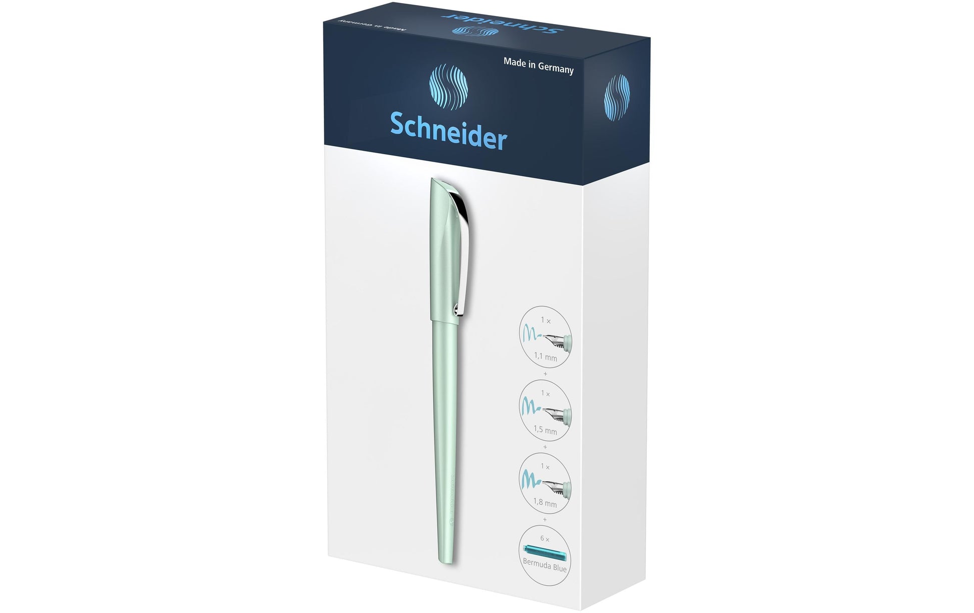 Schneider AG Schneider Callissima Kalligrafie Set – Bandzug 1,1/1,5/1,8 mm – für Rechts- & Linkshänder – Mint, Bermuda Blau
