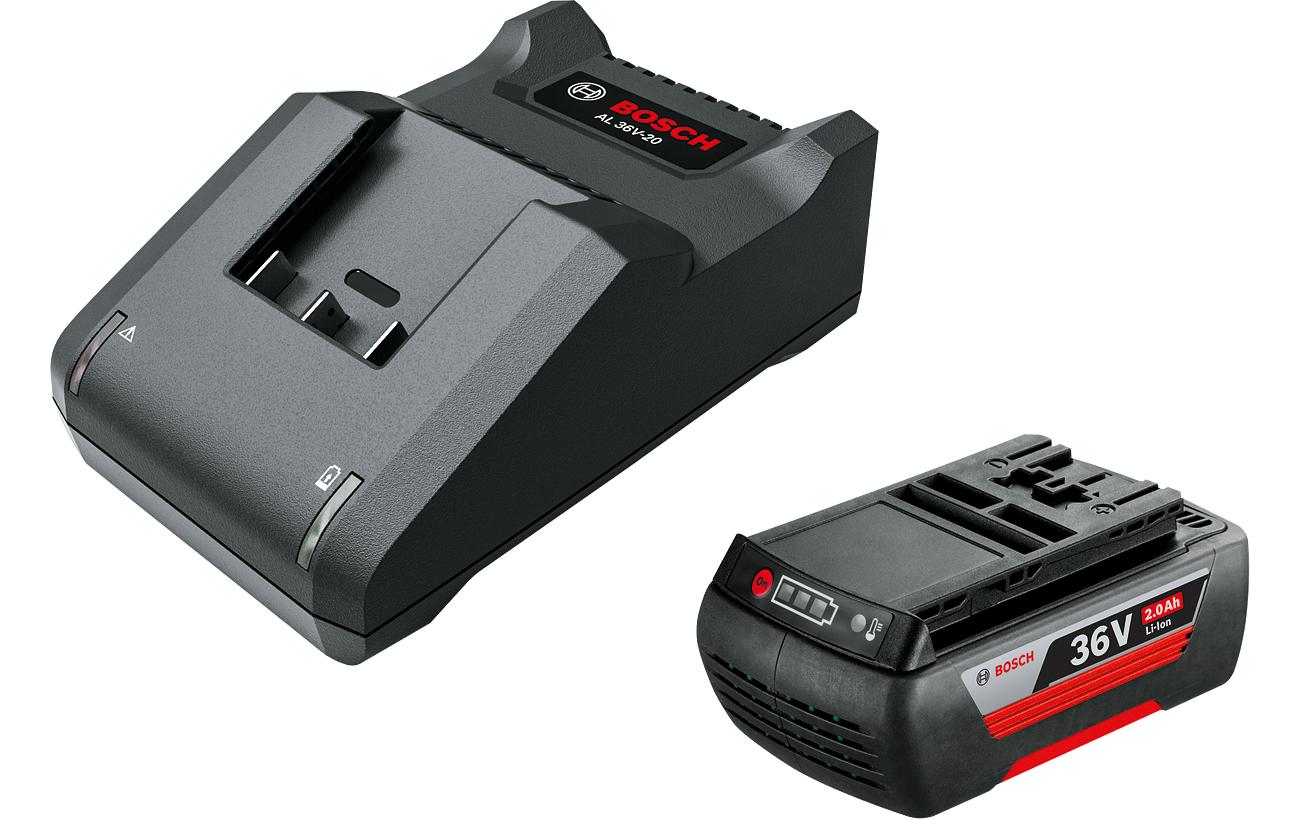 Bosch Akku- & Ladegerät-Set 36 V 2,0 Ah (72 Wh) – 2 Stk – für POWER FOR ALL 36 V