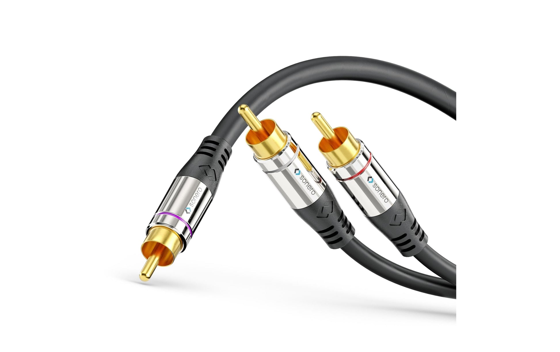 Sonero Cinch-Kabel (2×) – Stecker–2× Stecker – 5 m, vergoldete Stecker