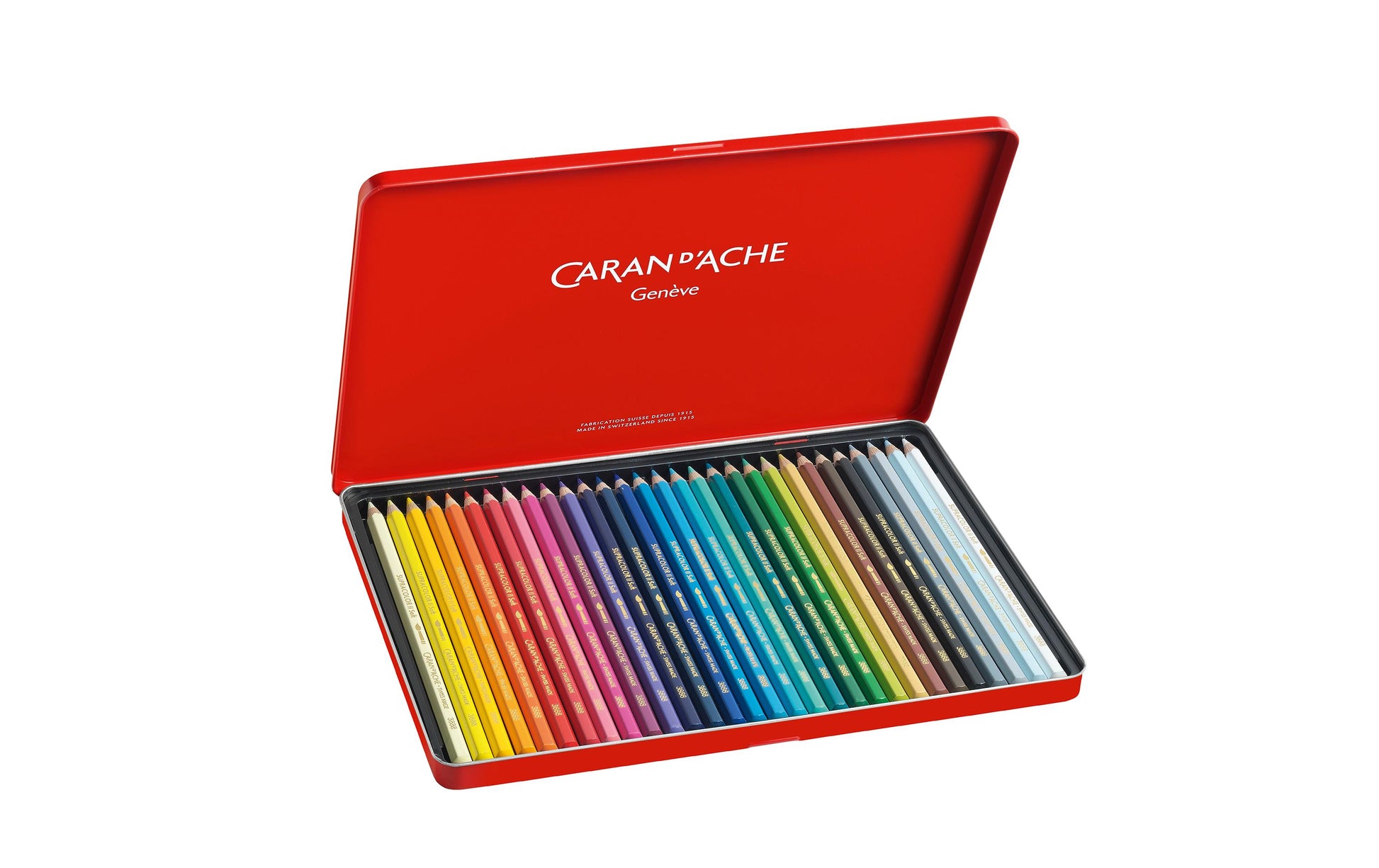 Caran d-Ache Caran d'Ache Aquarellfarbstifte Supracolor Soft – 30 Farben, im Metalletui, Ø 3,8 mm, FSC