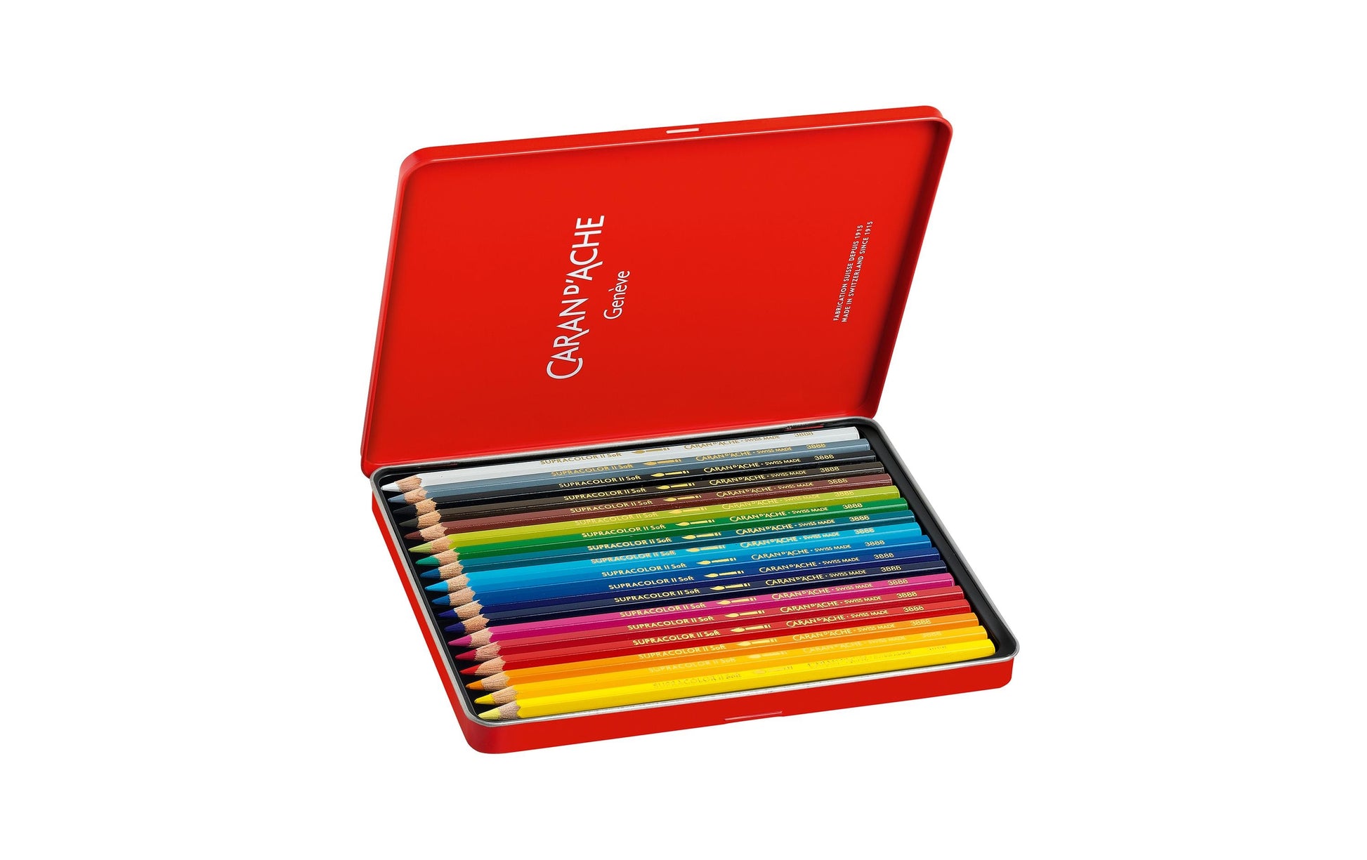 Caran d-Ache Caran d'Ache Aquarellfarbstifte Supracolor Soft – 18 Farben, im Metalletui, Ø 3,8 mm, FSC