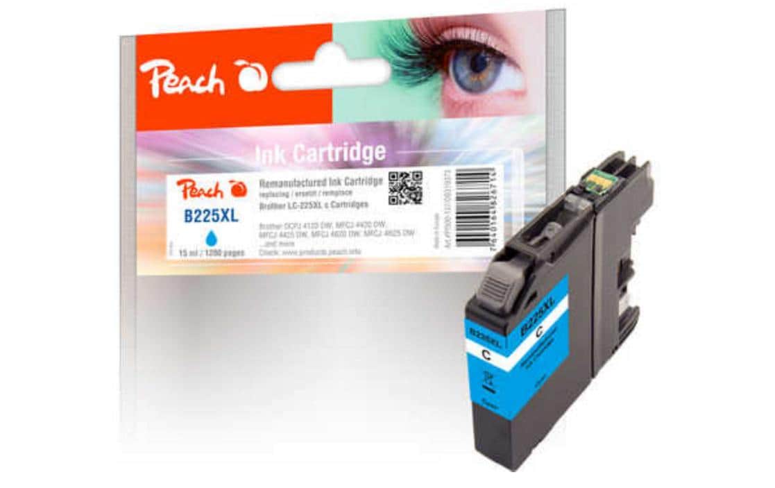 Peach LC-225XL Cyan Tintenpatrone (Kompatibel) – 1'200 Seiten – für Brother DCP-J4120, MFC-J4420, MFC-J5620