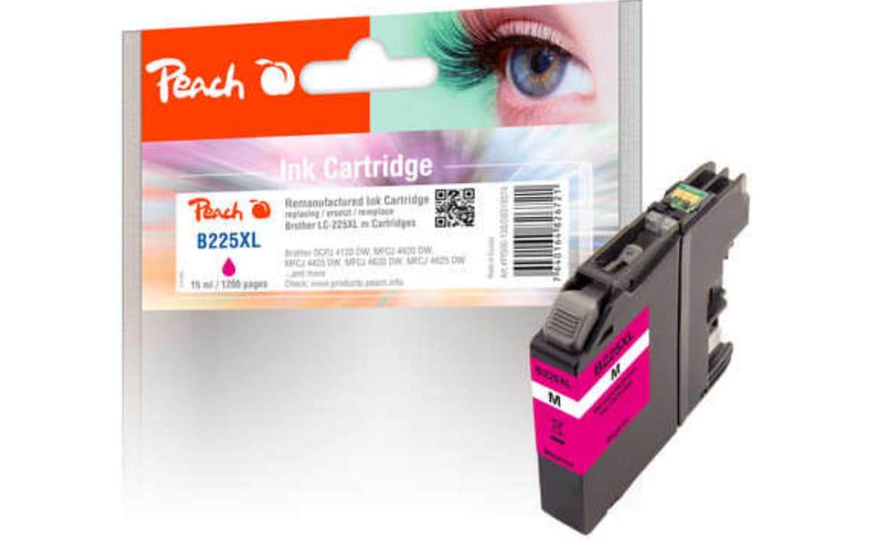 Peach LC-225XL Magenta Tintenpatrone (Kompatibel) – 1'200 Seiten – für Brother MFCJ 4420/4425 … – LC-225XLM