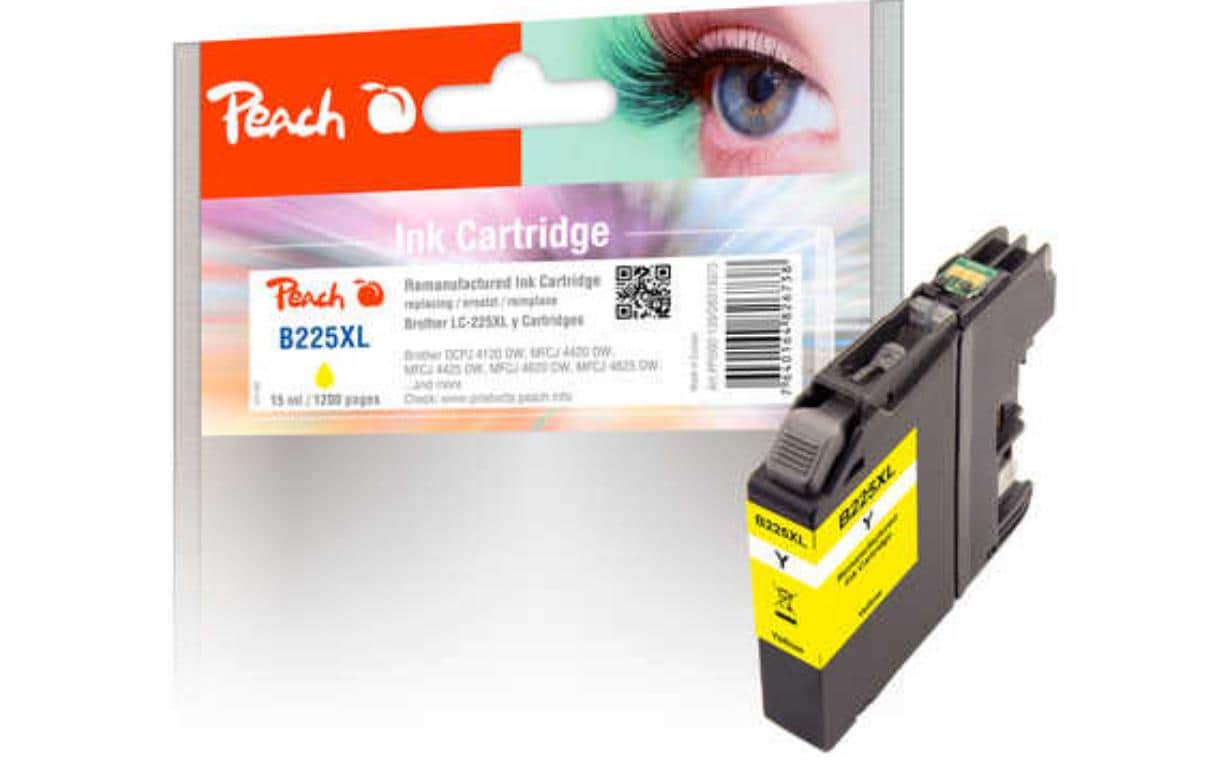 Peach LC-225XL Gelbe Tintenpatrone (Kompatibel) – 1'200 Seiten – für Brother MFC-J 4420