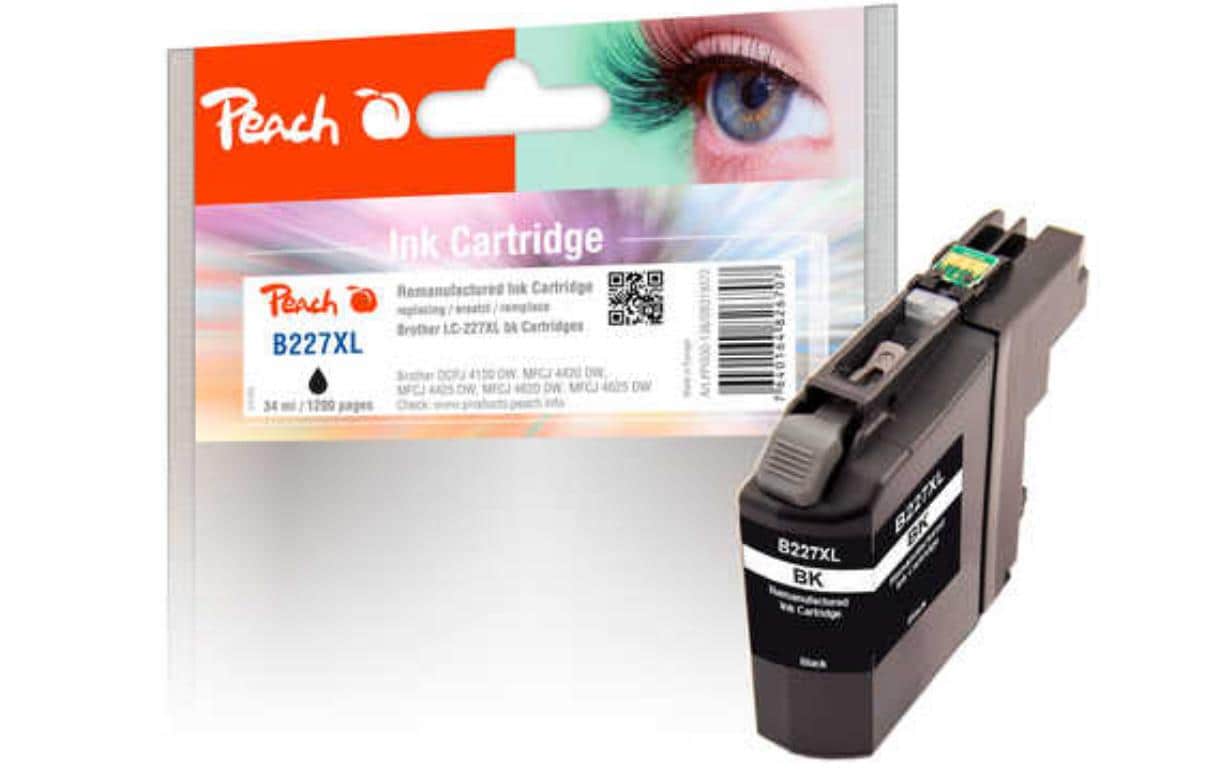 Peach LC-227XL Schwarz Tintenpatrone (Kompatibel) – für Brother DCPJ 4120 DW, MFCJ 4420/4425/4620/4625 DW
