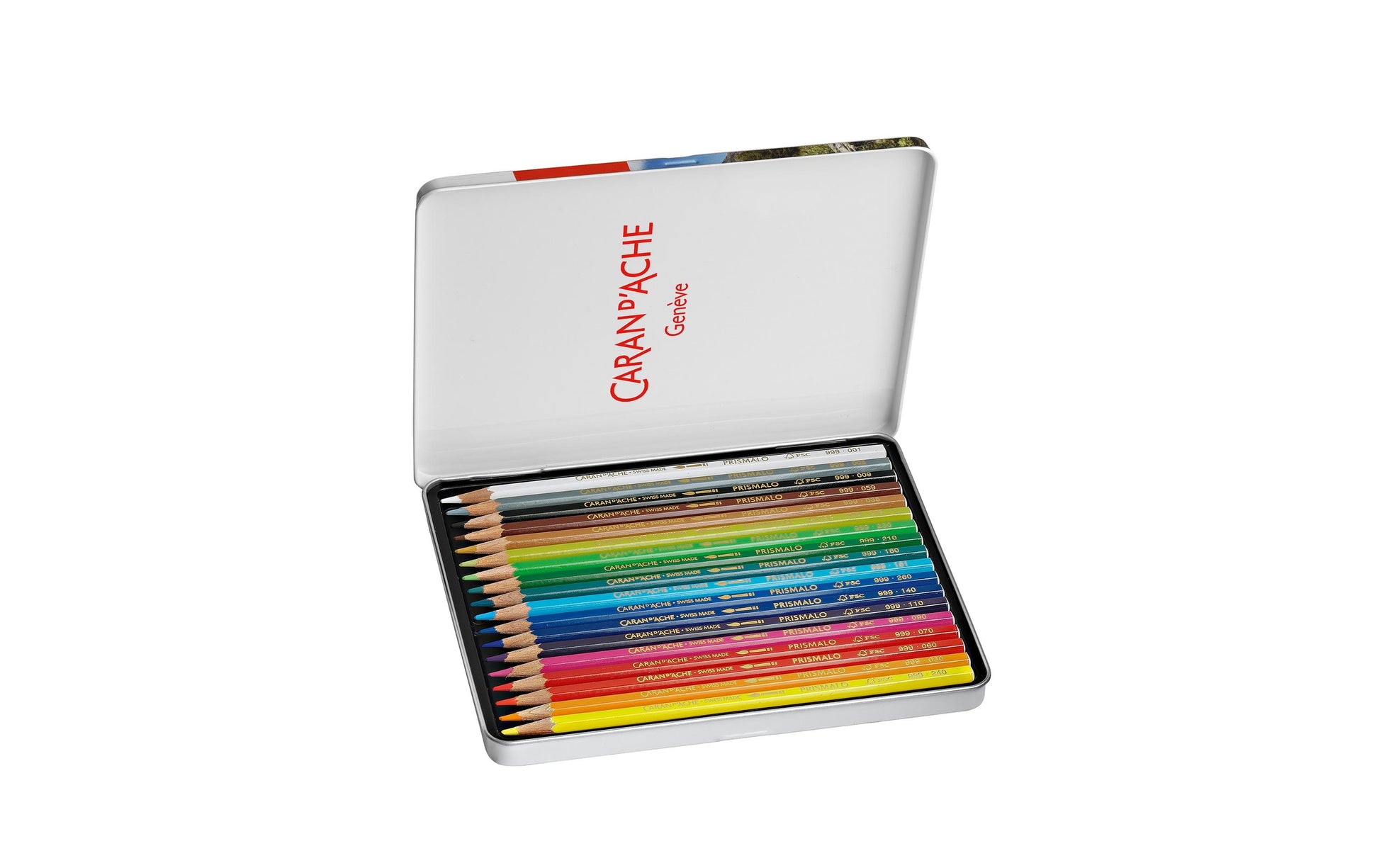 Caran d-Ache Caran d'Ache Prismalo Aquarellfarbstifte – 18 Farben, im Metalletui, Ø 3 mm, FSC