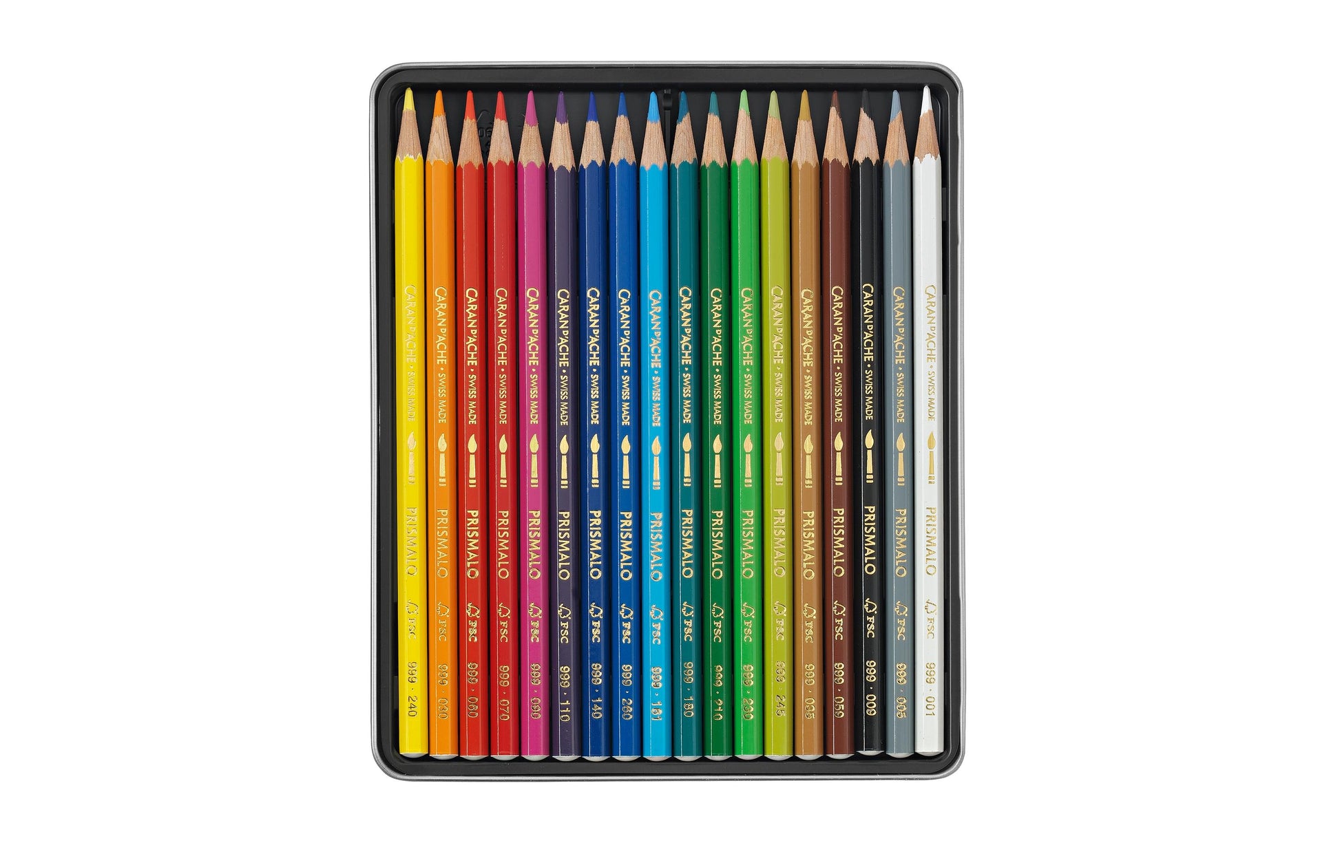 Caran d-Ache Caran d'Ache Prismalo Aquarellfarbstifte – 18 Farben, im Metalletui, Ø 3 mm, FSC