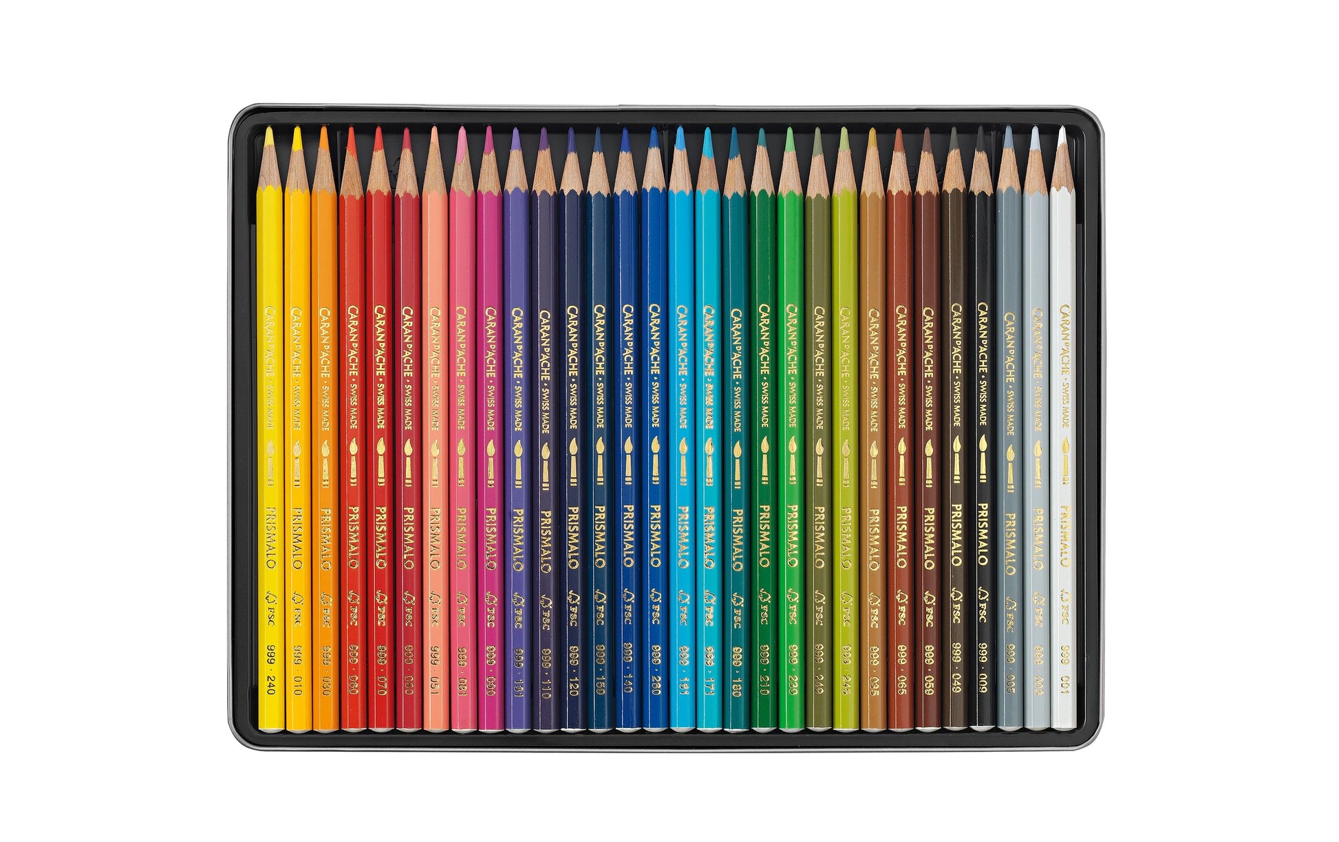 Caran d-Ache Caran d'Ache Prismalo Aquarellfarbstifte – 30 Farben, im Metalletui, Ø 3 mm, FSC