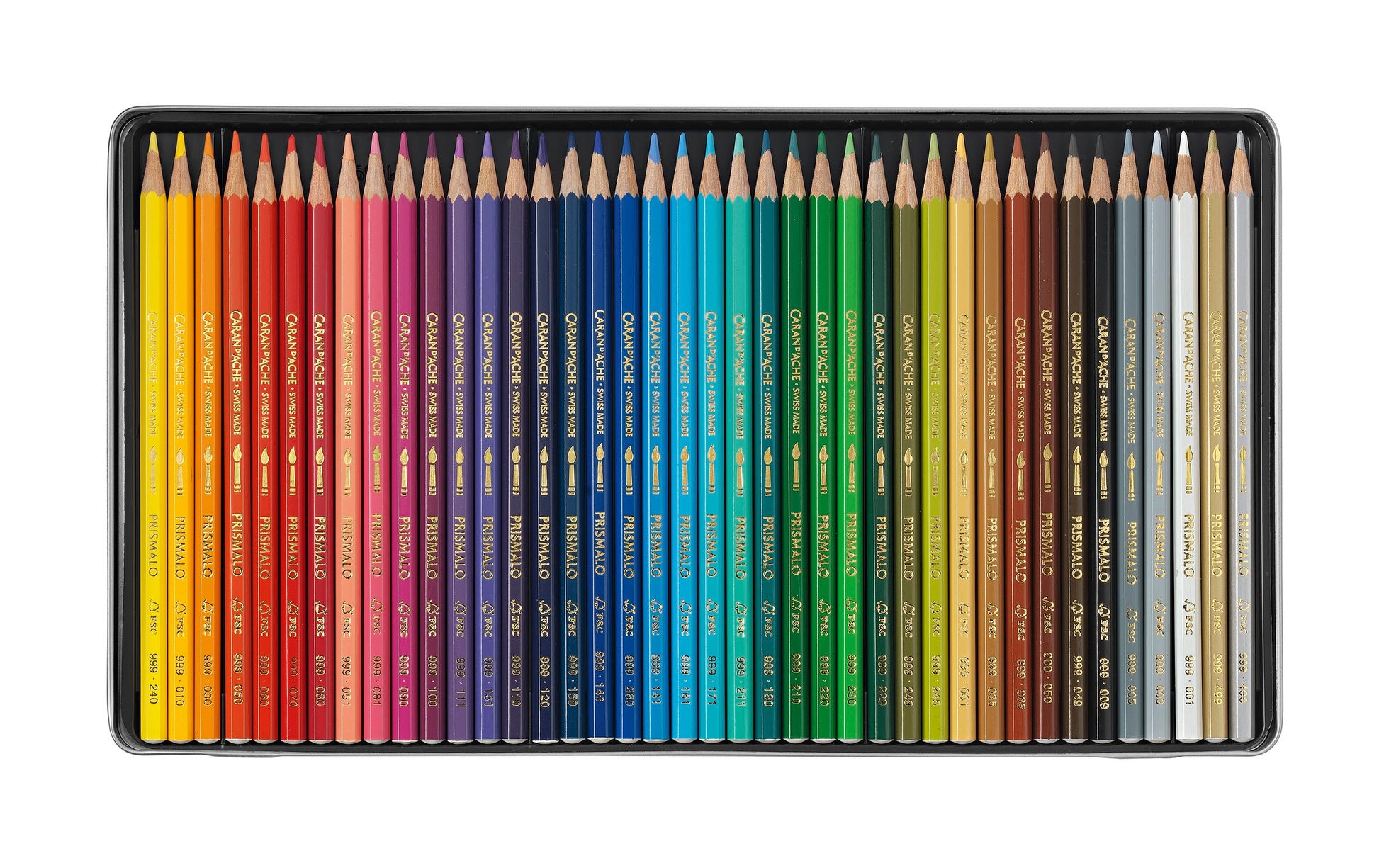 Caran d-Ache Caran d'Ache Prismalo Aquarellfarbstifte – 40 Farben, im Metalletui, Ø 3 mm, FSC