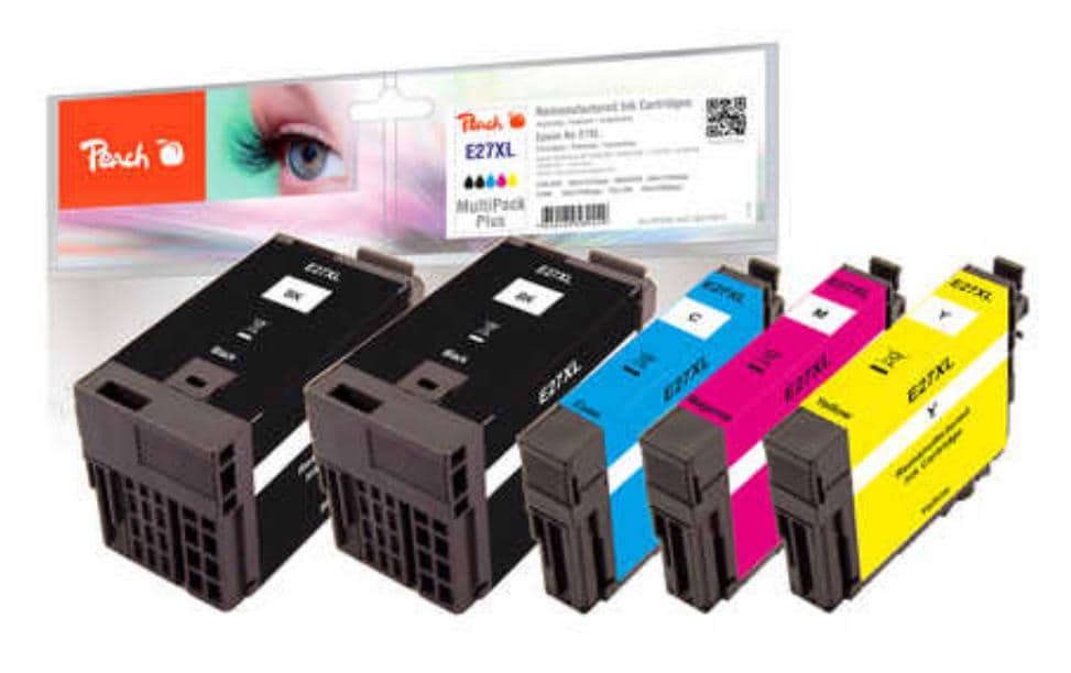Peach Tintenpatronen-Multipack 27XL, CMYK, XL, 5er-Pack, kompatibel – für Epson WF-3600, WF-7600 und andere