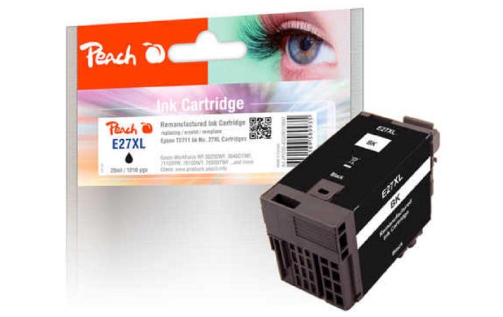 Peach T2711XL Schwarz Tintenpatrone (Kompatibel) – 1'210 Seiten – für Epson WorkForce WF-3600/7600/7700 Serie