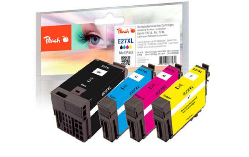 Peach Tintenpatronen-Multipack CMYK, 4er-Pack, kompatibel – für Epson WF-3600 Serie, WF-7110, WF-7720 und andere