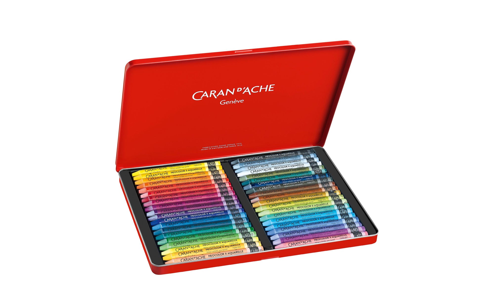 Caran d-Ache Caran d'Ache Neocolor II Aquarellfarbstifte-Set – 40 Farben, Mine Ø 8,6 mm, Metallschachtel