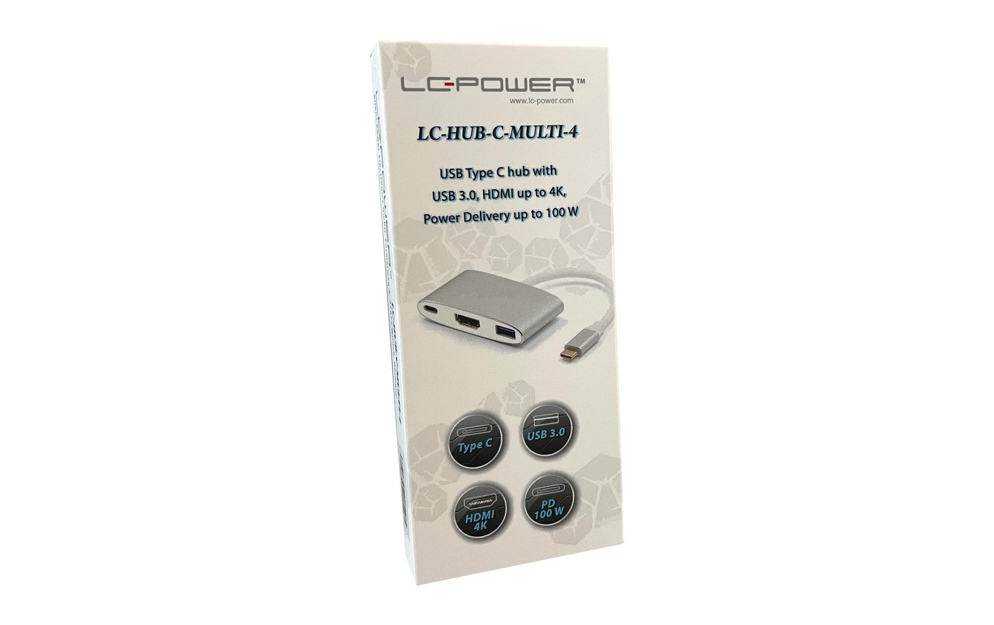 LC-Power LC-HUB-C-multi-4 Multiport-Adapter – USB-C, 1× HDMI, USB-A, 100 W PD