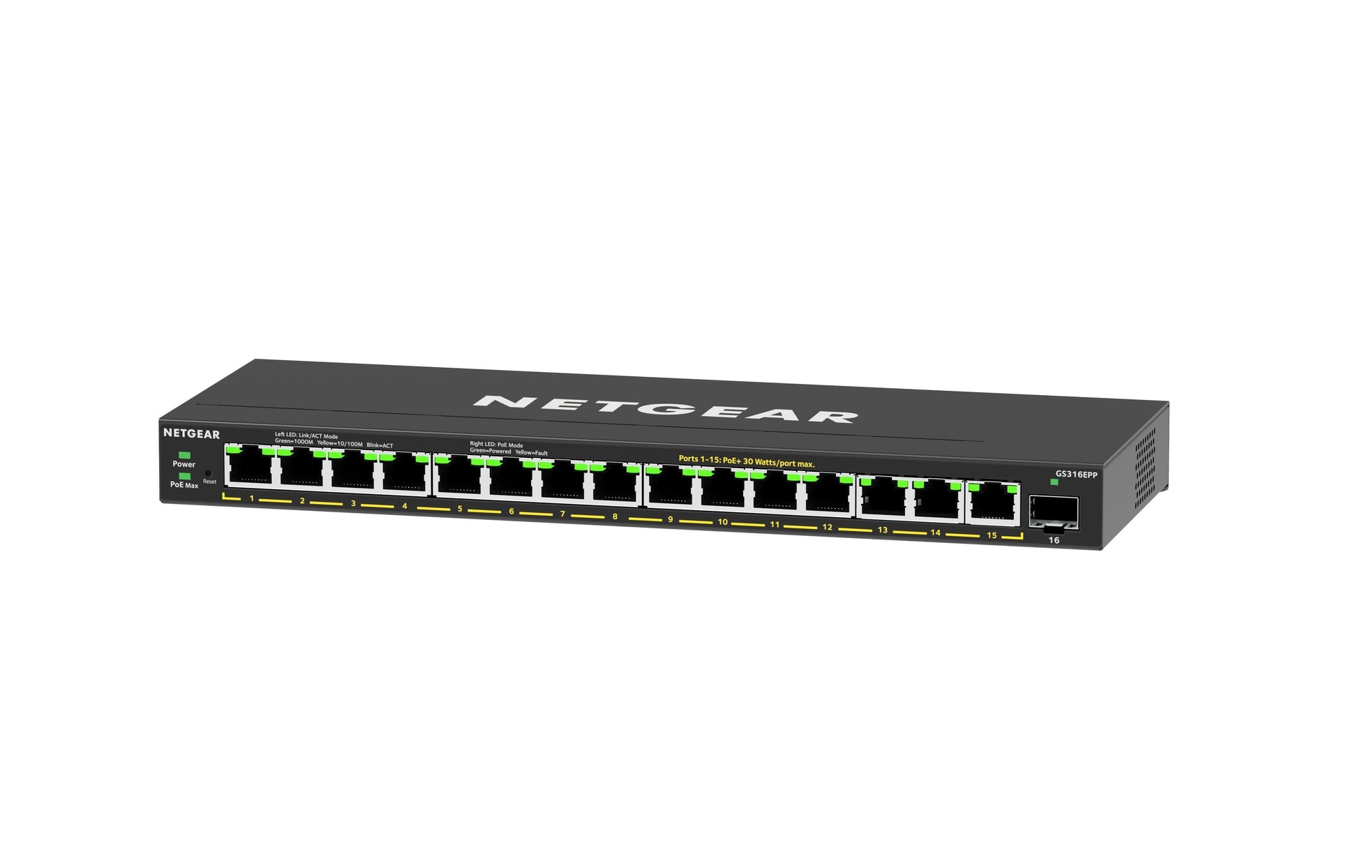 NETGEAR GS316EPP – Managed Switch – 16×GbE, 1×SFP, PoE+ 231 W