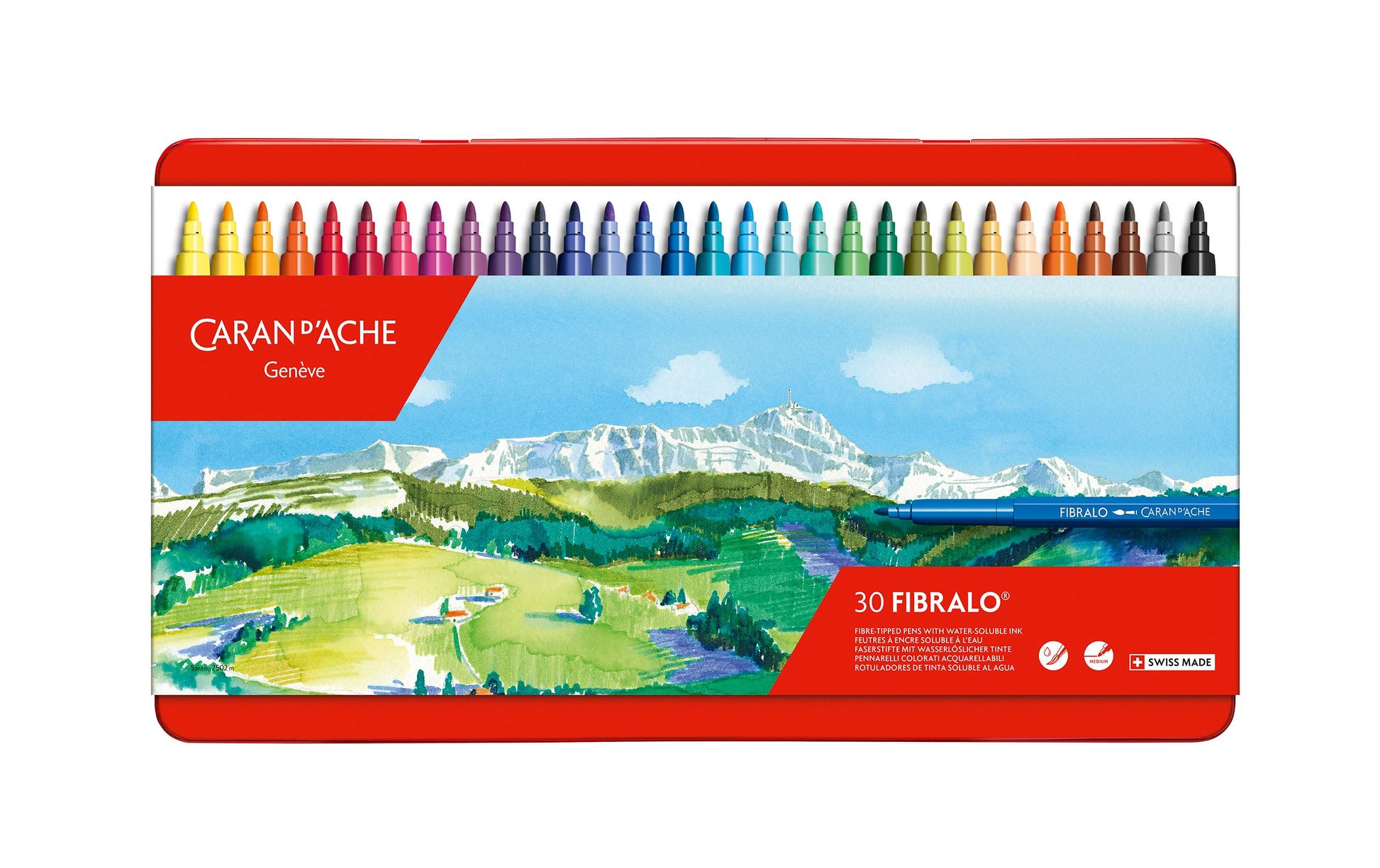 Caran d-Ache Caran d'Ache – Fibralo Filzstifte, Strichbreite 2,8 mm, auswaschbar, 30 Farben