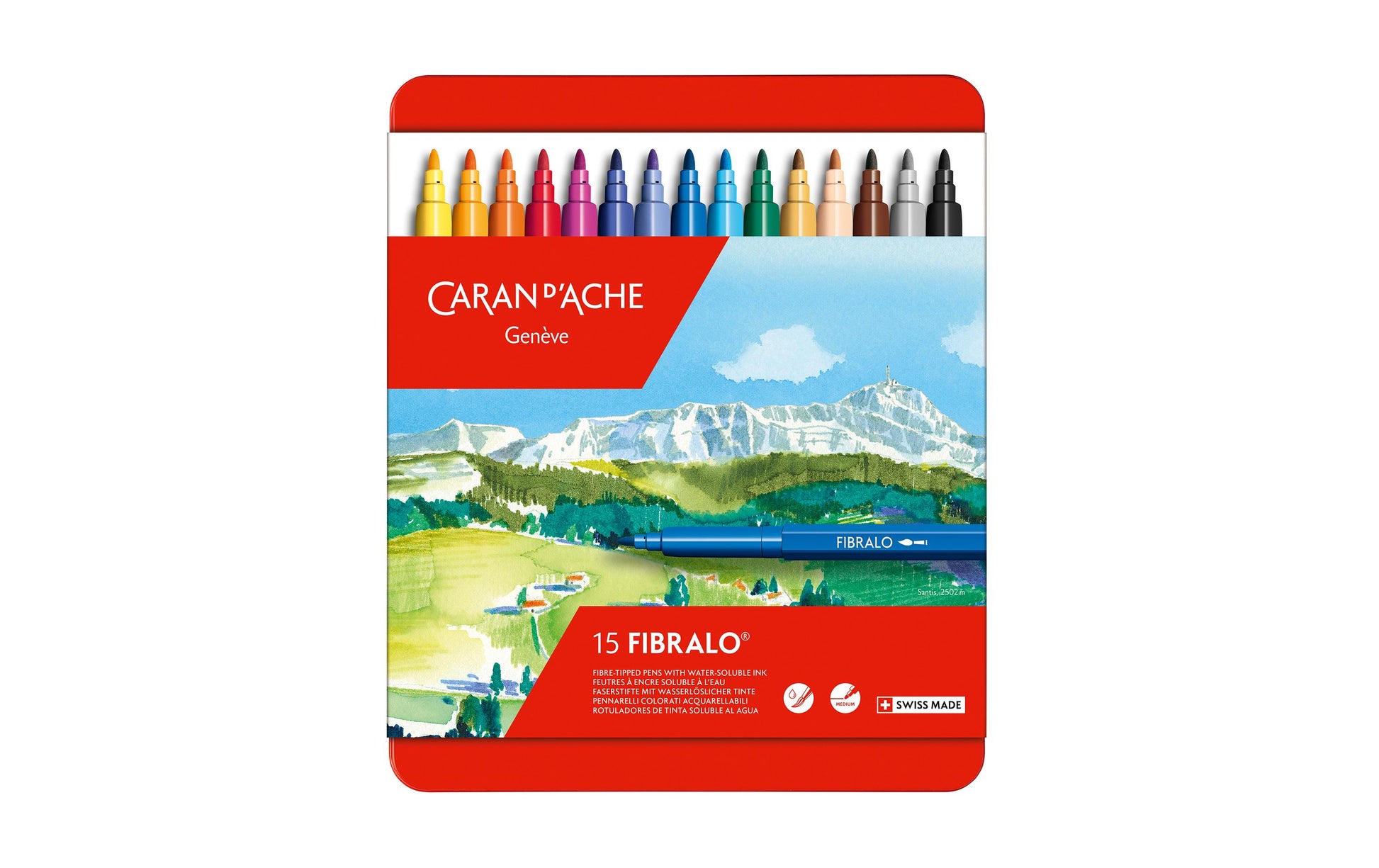 Caran d-Ache Caran d'Ache – Filzstifte Fibralo, Strichbreite 2,8 mm, auswaschbar, 15 Farben