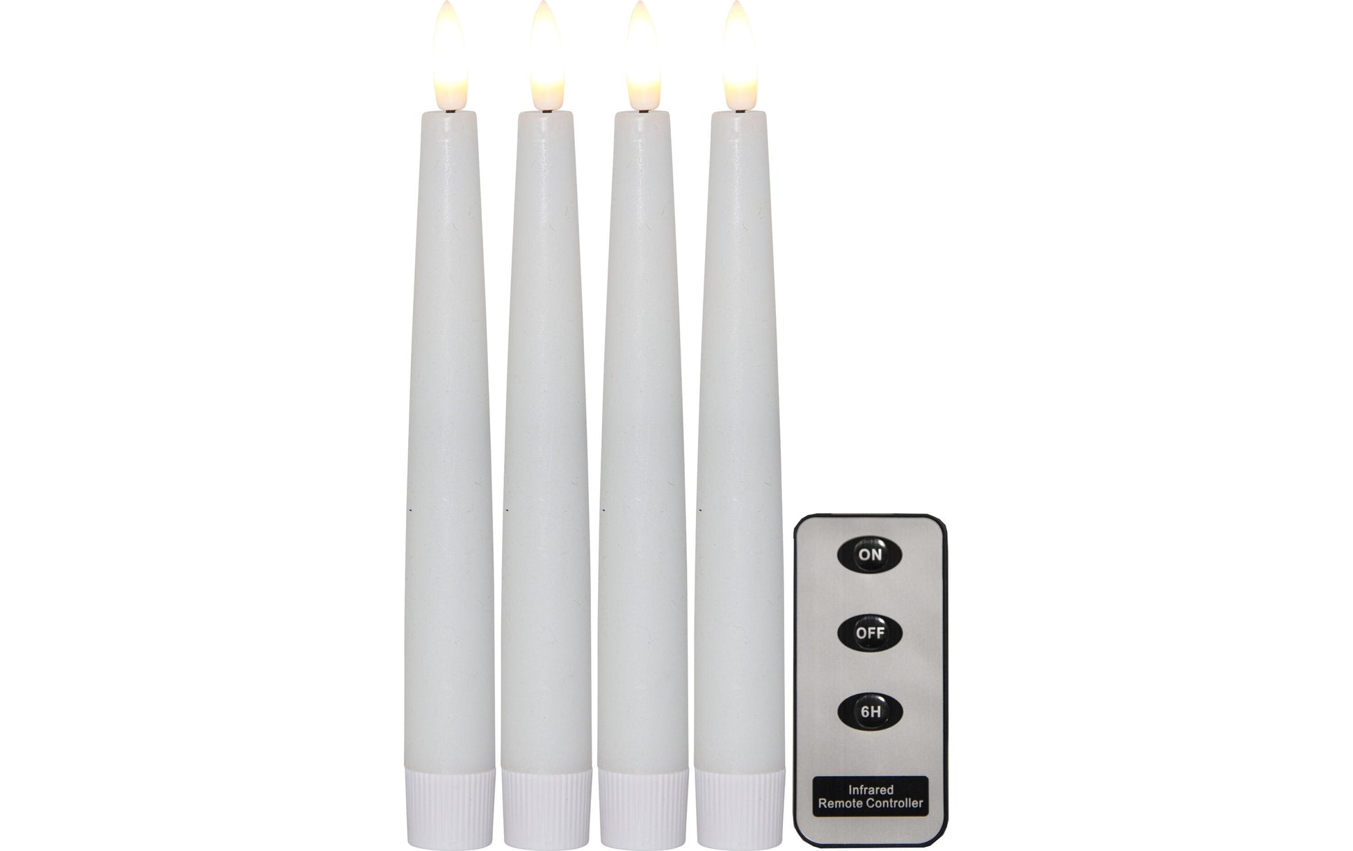 Star Trading LED-Kerze – 4-teilig, 20 cm, Timerfunktion, flackernd, weiss