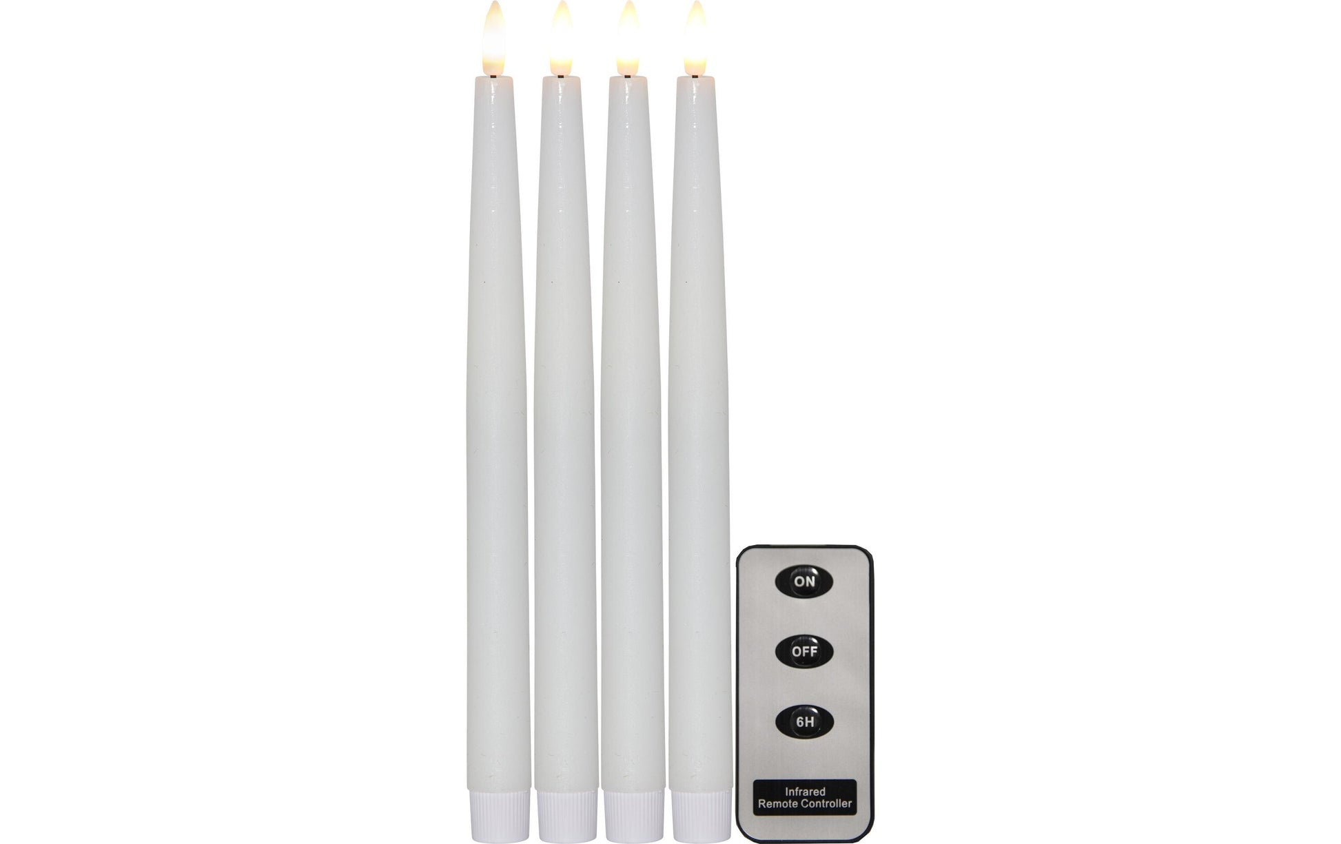 Star Trading LED-Dinnerkerze Flamme – 4er Pack, 28,6 cm, Warmweiss, Timer, Fernbedienung, Weiss