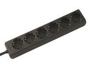 Bachmann SELLY Steckdosenleiste, 6×T13, ohne Schalter, 1,5 m – schwarz