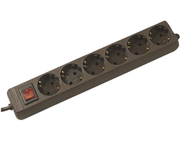 Bachmann SELLY Steckdosenleiste, 6×Schuko (Typ F), mit Schalter, 1,5 m – Schwarz