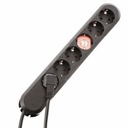 Bachmann Steckdosenleiste – 6× T13, 5 m, ohne Schalter, schwarz