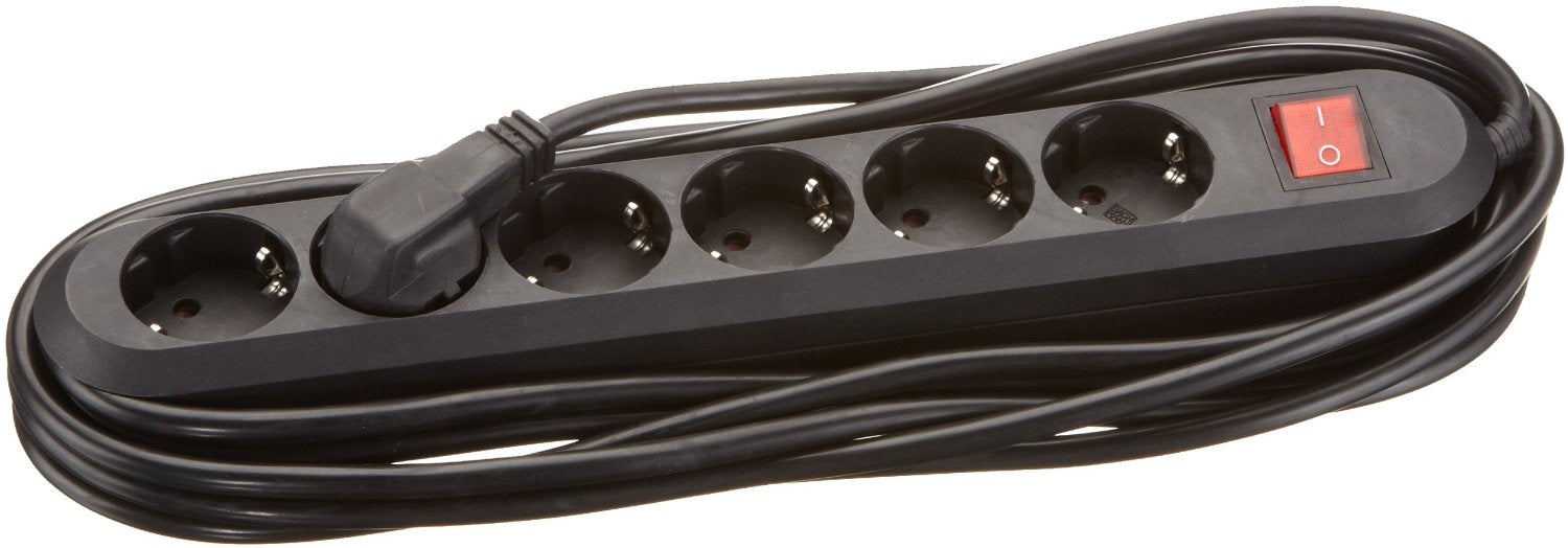 Bachmann SMART – Steckdosenleiste, 6× Schuko (Typ F), mit Schalter, 5 m, Stecker mit Schutzkontakt
