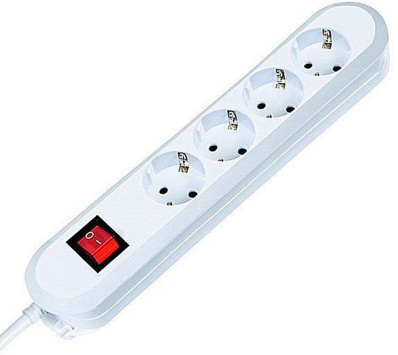 Bachmann SMART Steckdosenleiste, 4×T13, mit Schalter (2-polig, beleuchtet), 1,5 m, Kinderschutz – weiss