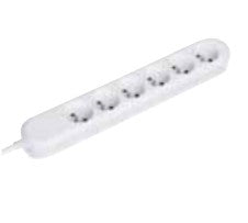 Bachmann SMART Steckdosenleiste – 6× Schuko (Typ E/F), 1,5 m, ohne Schalter, weiss
