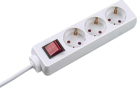 Bachmann Steckdosenleiste – 3× Schuko (Typ E/F), 1,5 m, mit Schalter, Weiss