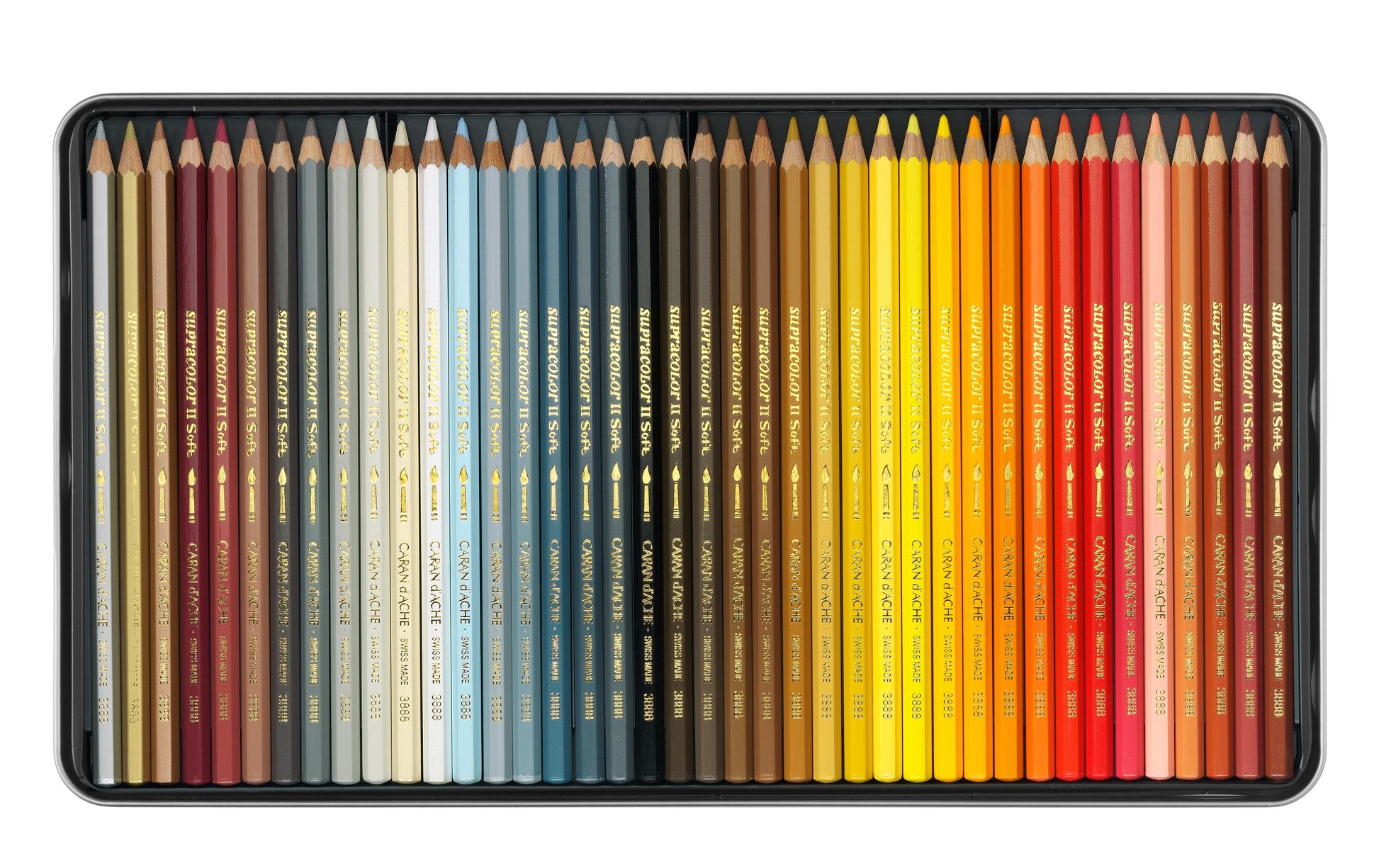 Caran d-Ache Caran d'Ache Aquarellfarbstifte Supracolor Soft – 80 Farben, im Metalletui, Ø 3,8 mm, FSC