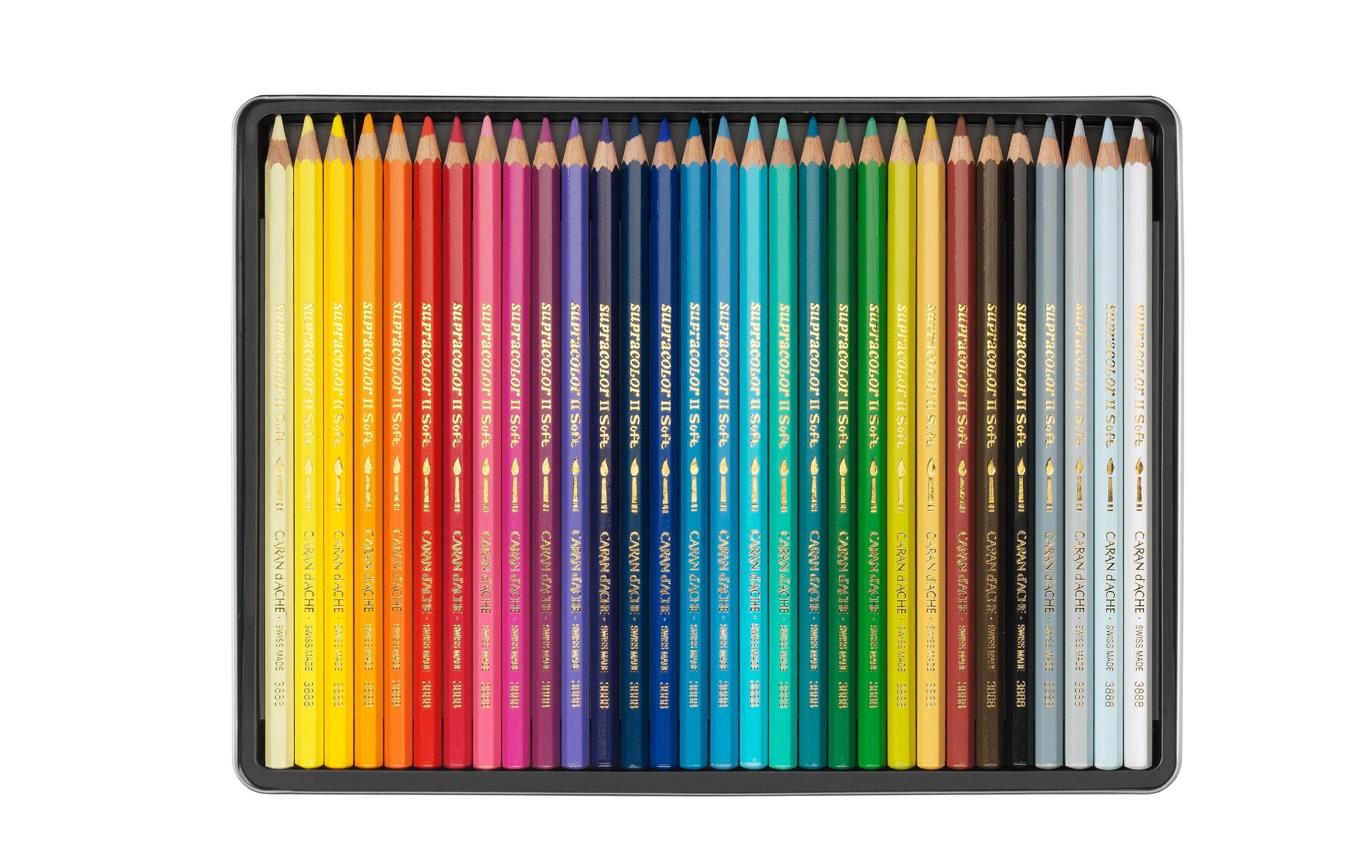 Caran d-Ache Caran d'Ache Aquarellfarbstifte Supracolor Soft – 30 Farben, im Metalletui, Ø 3,8 mm, FSC