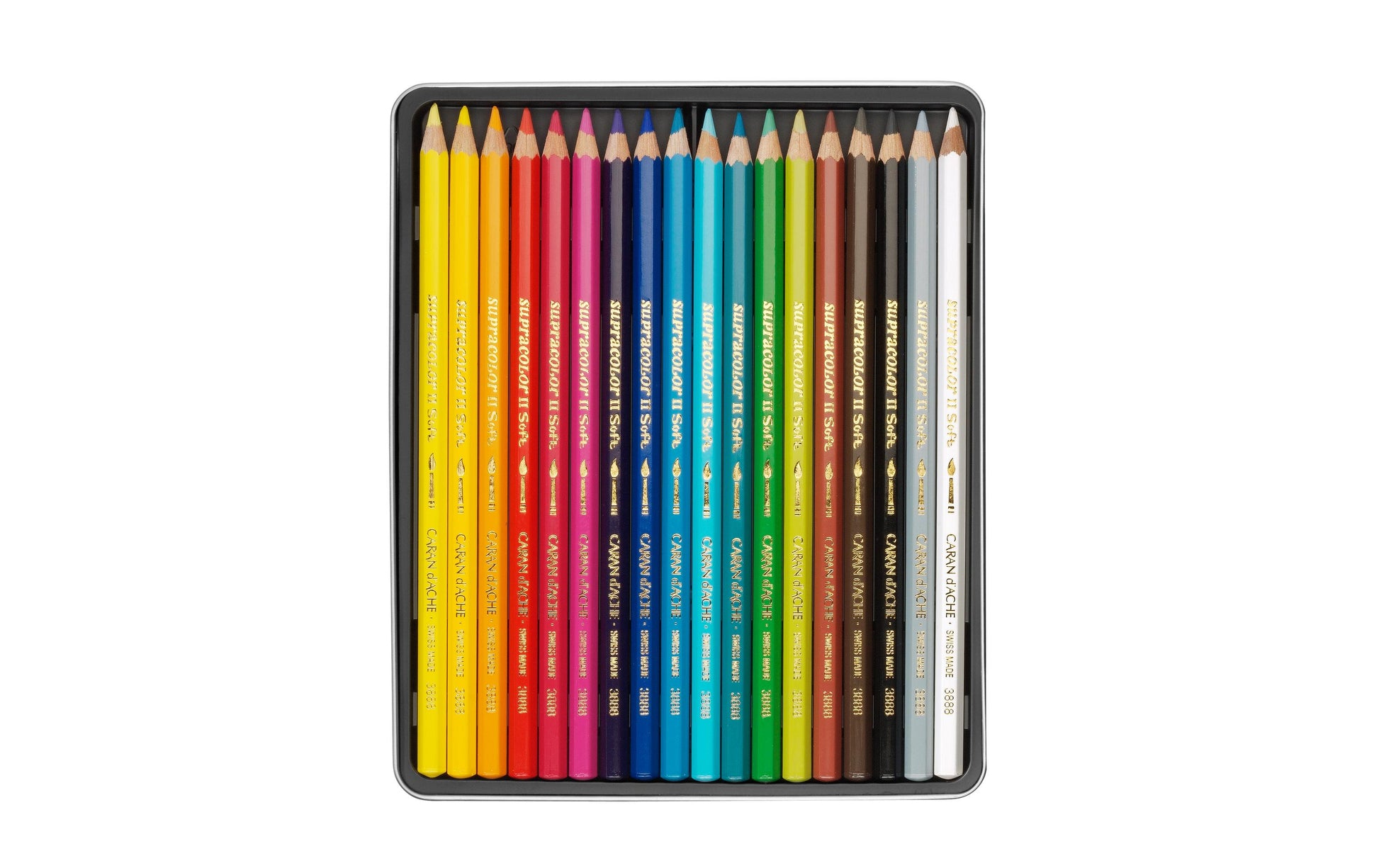 Caran d-Ache Caran d'Ache Aquarellfarbstifte Supracolor Soft – 18 Farben, im Metalletui, Ø 3,8 mm, FSC